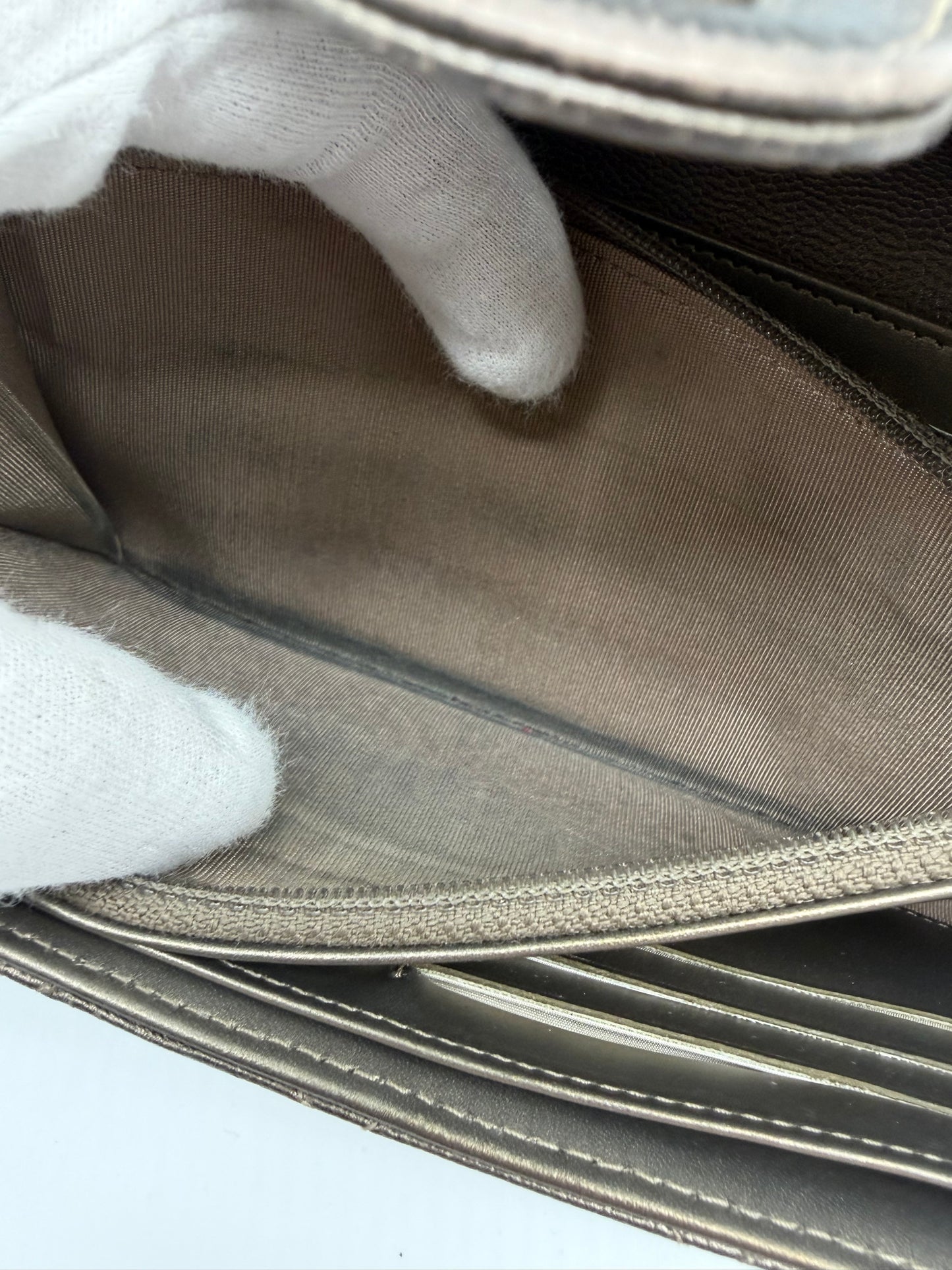 Chanel Caviar Matelasse Long Wallet Bronze/ Braun