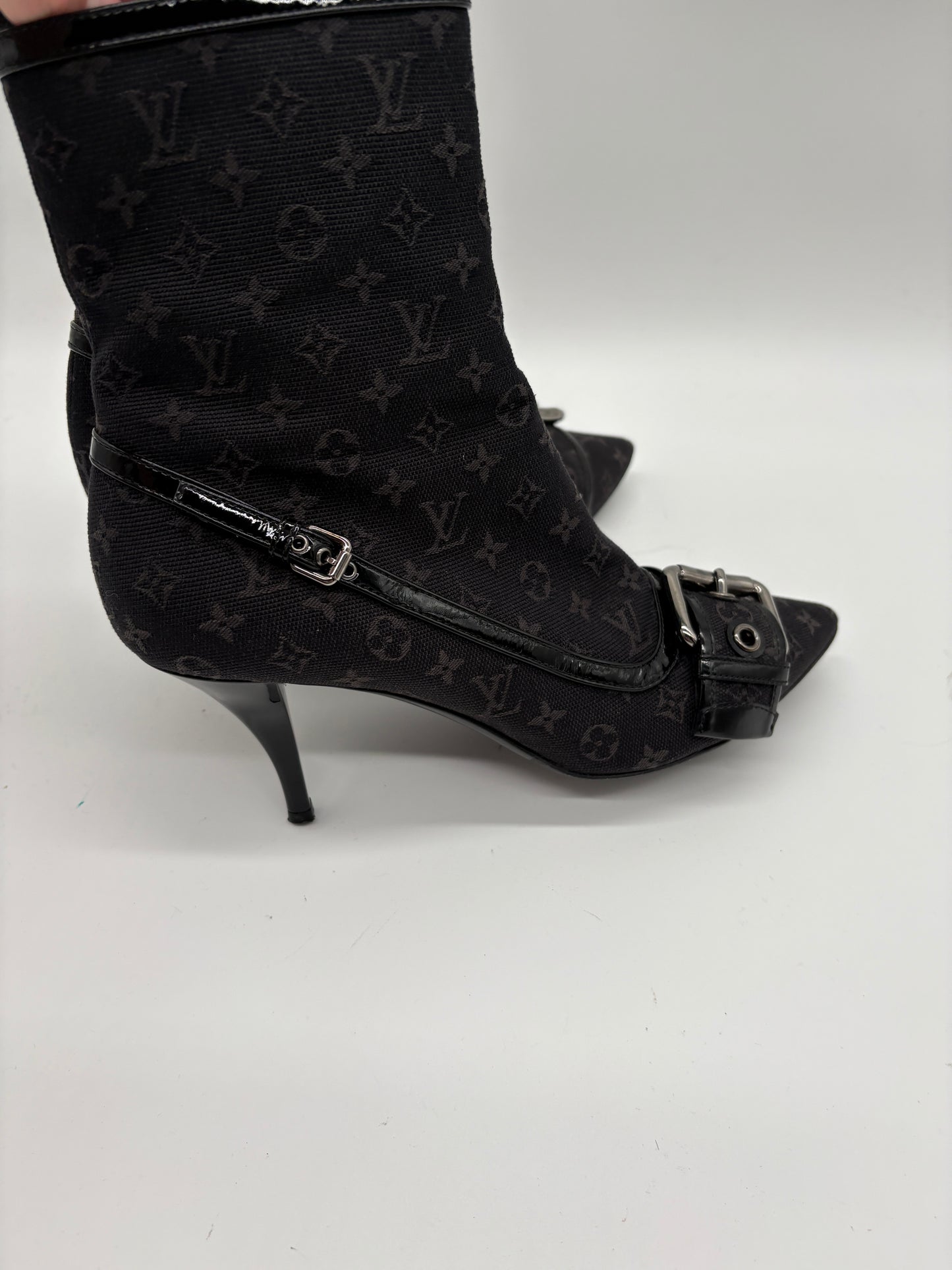 Louis Vuitton Denim Minosa High Heels Designer Stiefel