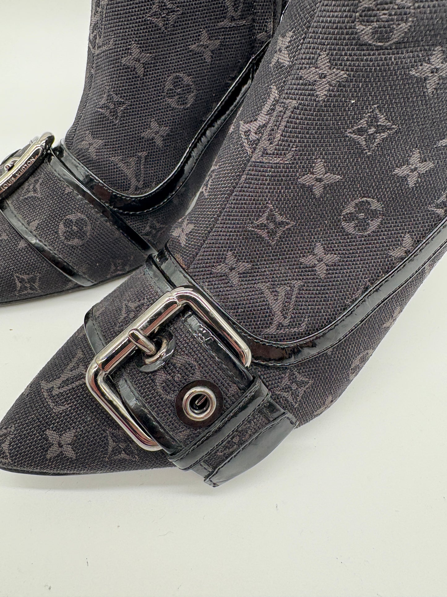Louis Vuitton Denim Minosa High Heels Designer Stiefel