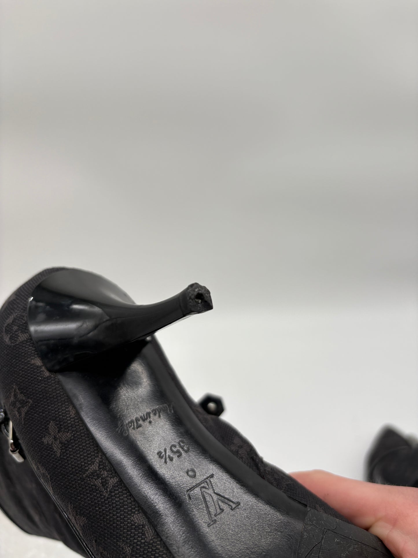 Louis Vuitton Denim Minosa High Heels Designer Stiefel