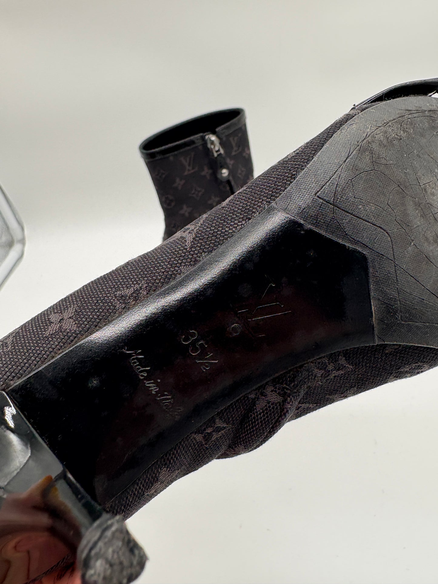 Louis Vuitton Denim Minosa High Heels Designer Stiefel