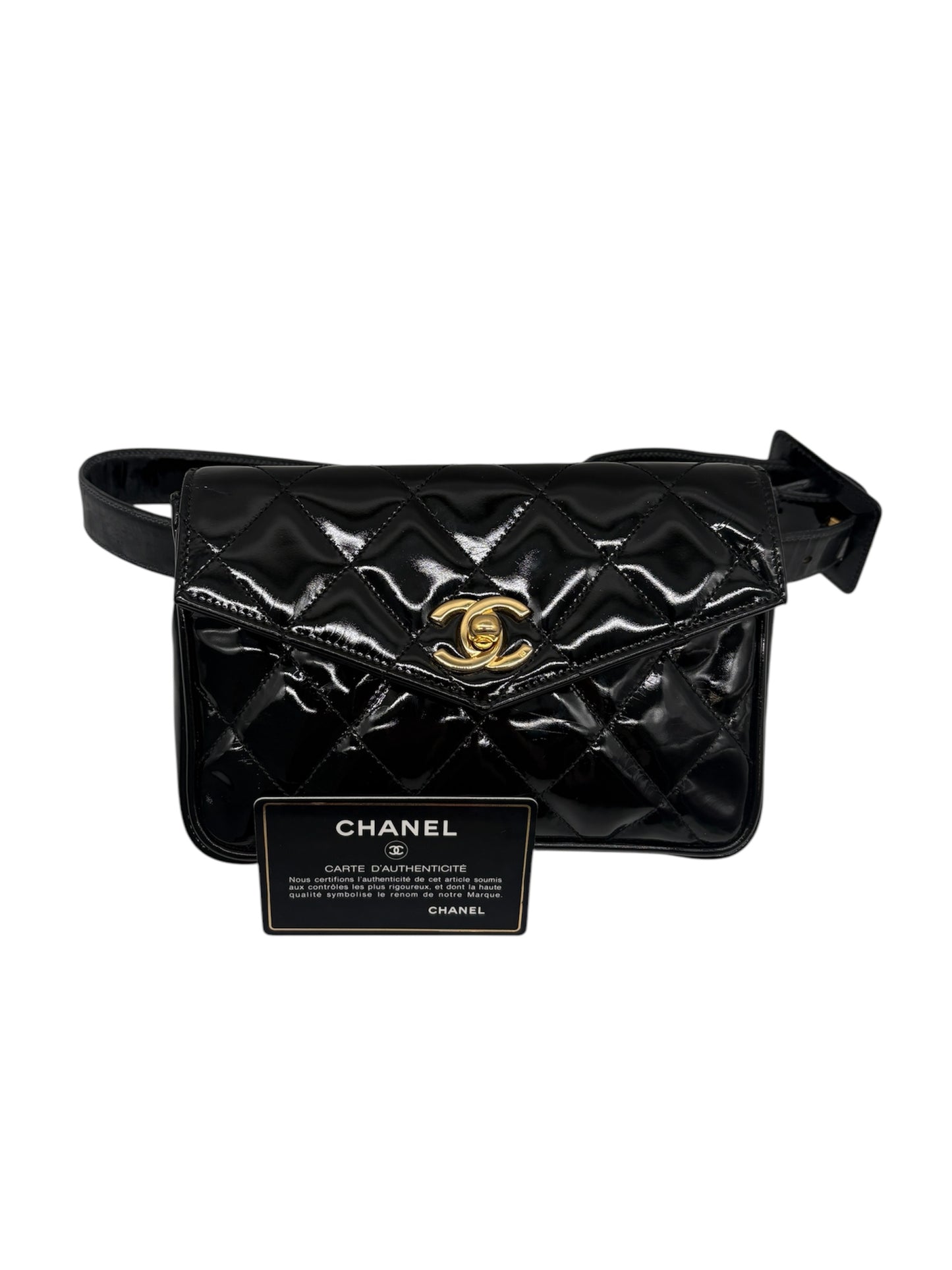 Chanel CC Quitted Gürteltasche aus Lackleder