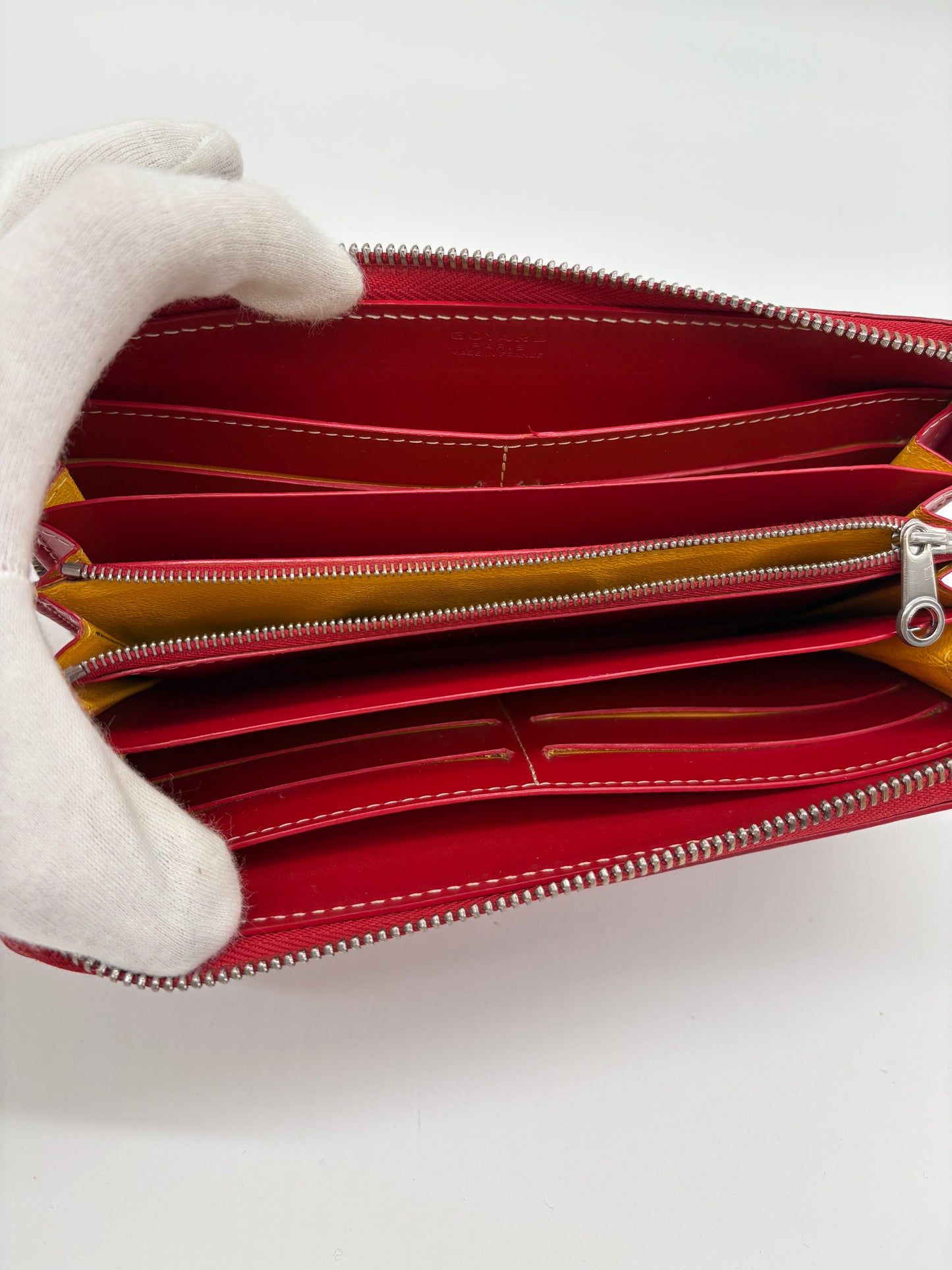 Goyard Designer Leder Geldbörse (Chevron Matignon Portmonee rot)