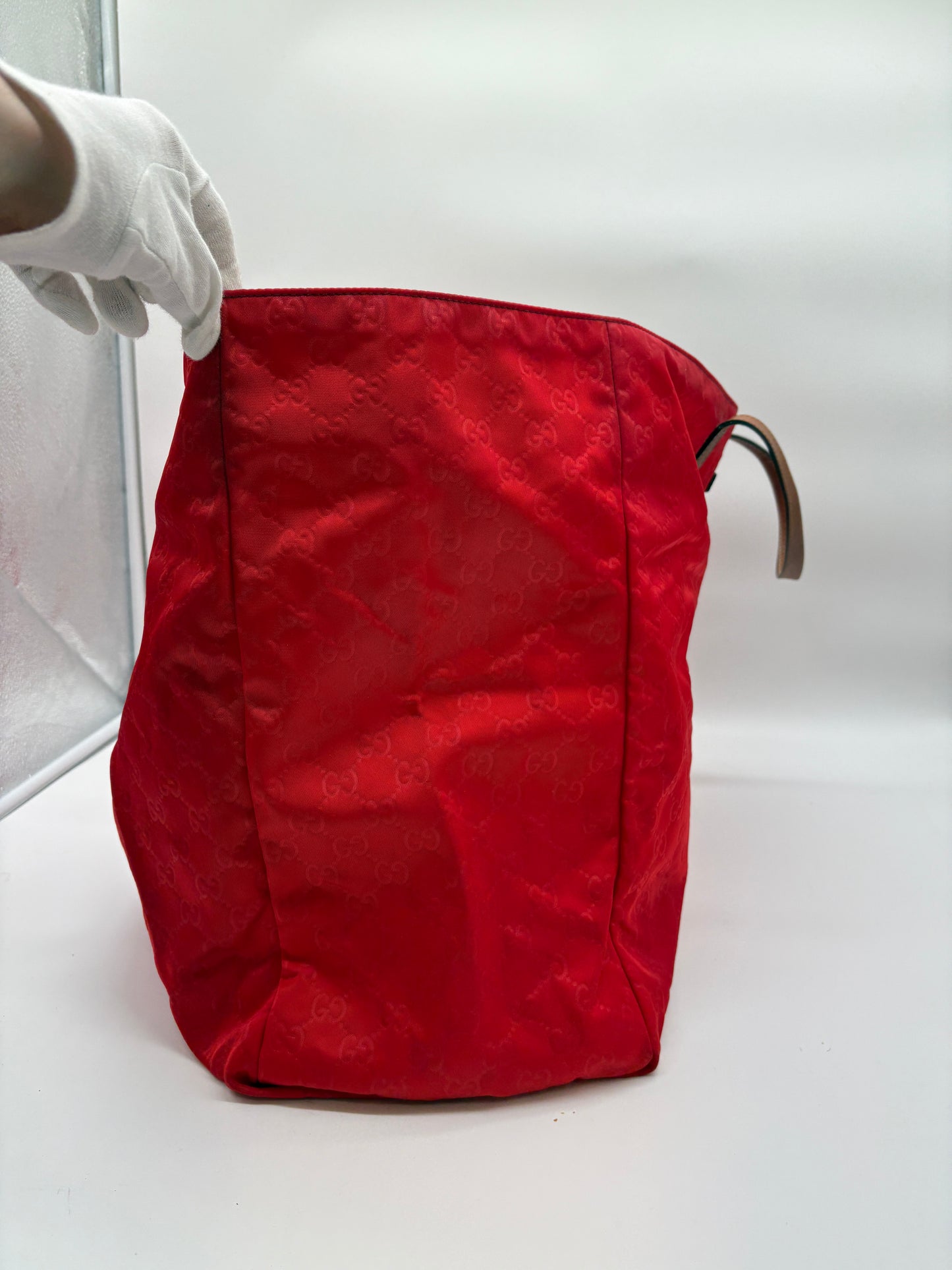 Gucci Shopping Tragetasche ( GG Monogram Nylon Shopper rot 286198)