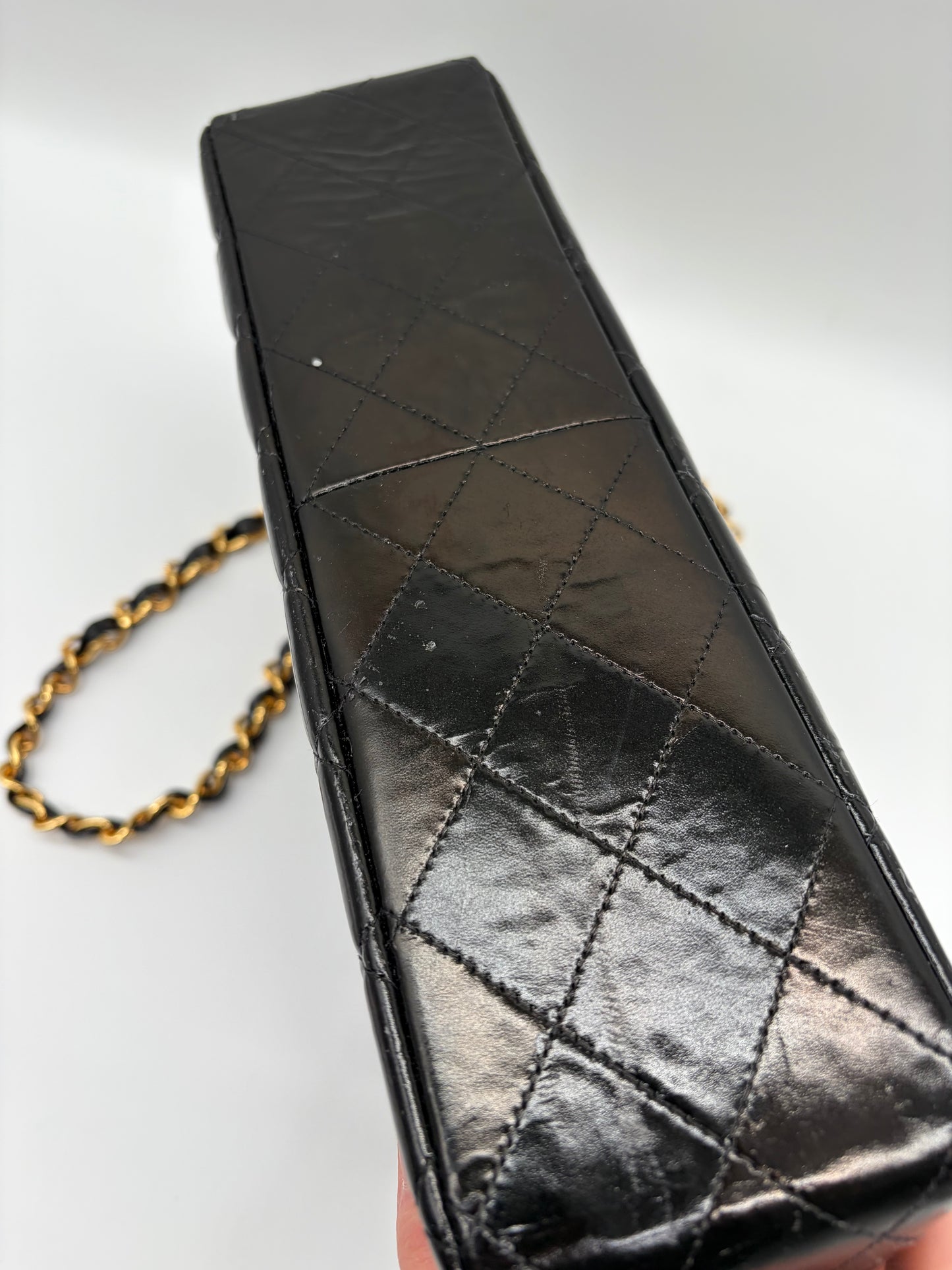 Chanel Deca Matelassé 30 Lackleder Schultertasche