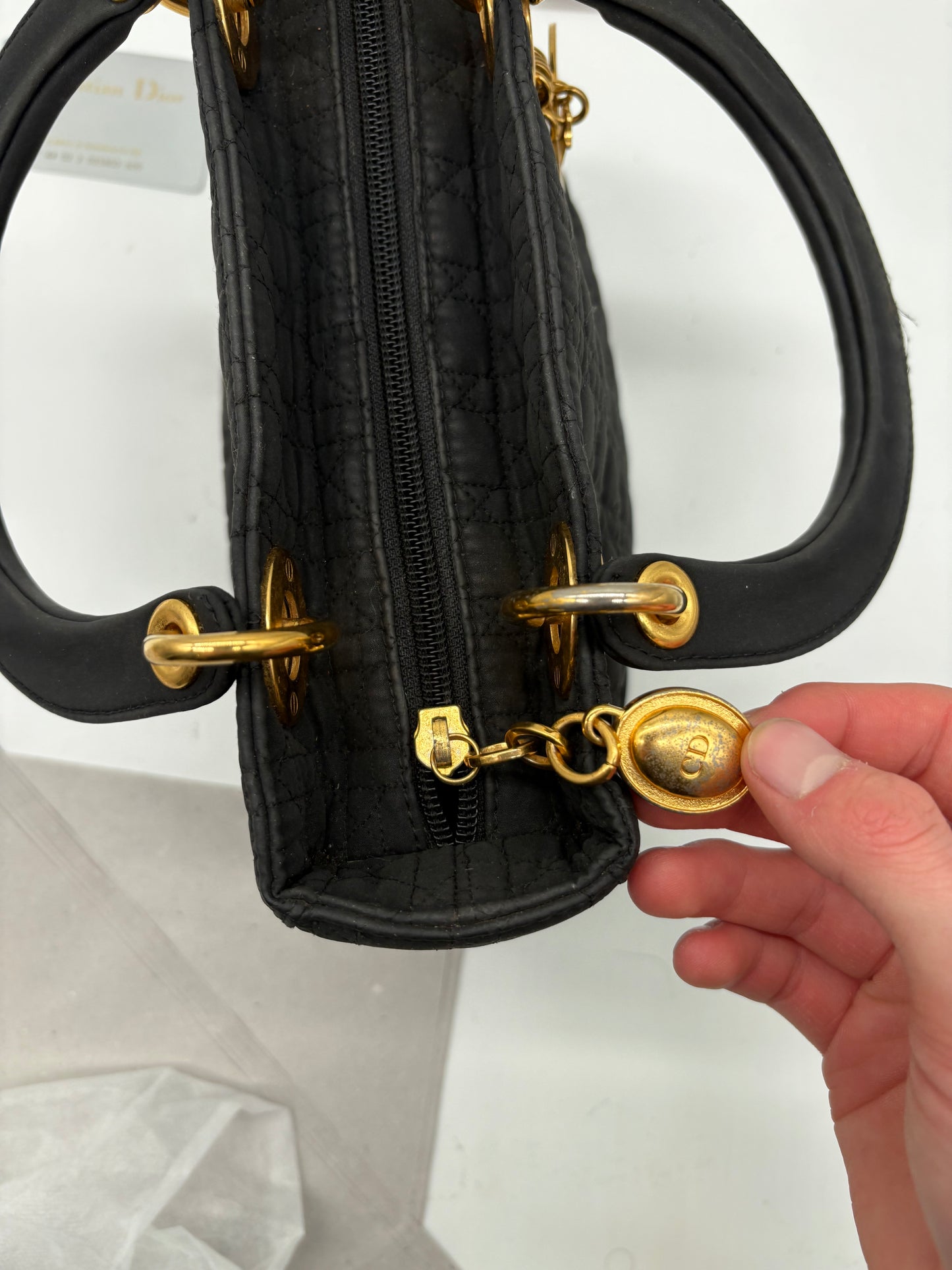 Christian Dior Lady Dior Cannage Nylon Handtasche schwarz