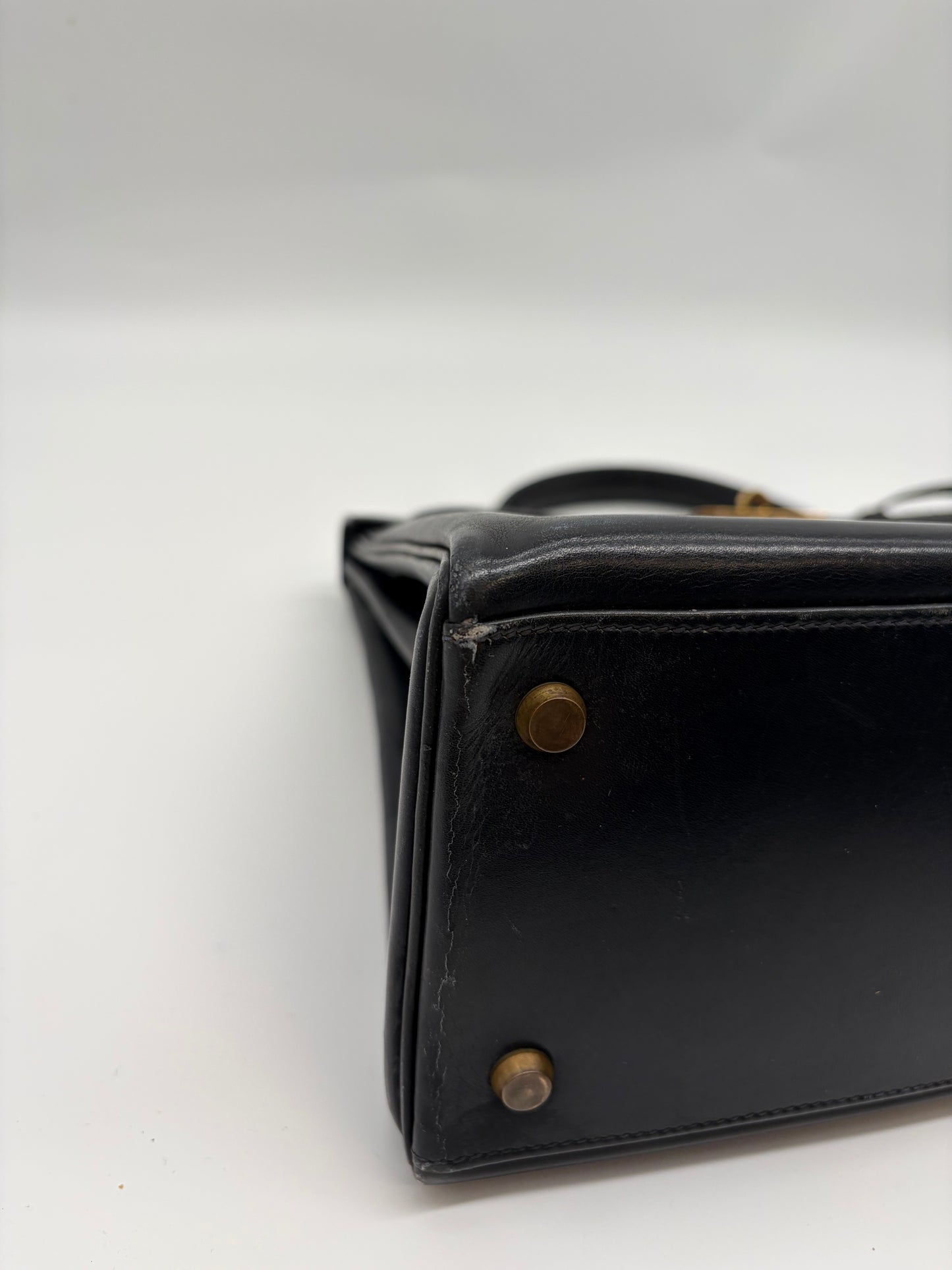 Hermès Kelly 32 Handtasche Navy Kalbsleder