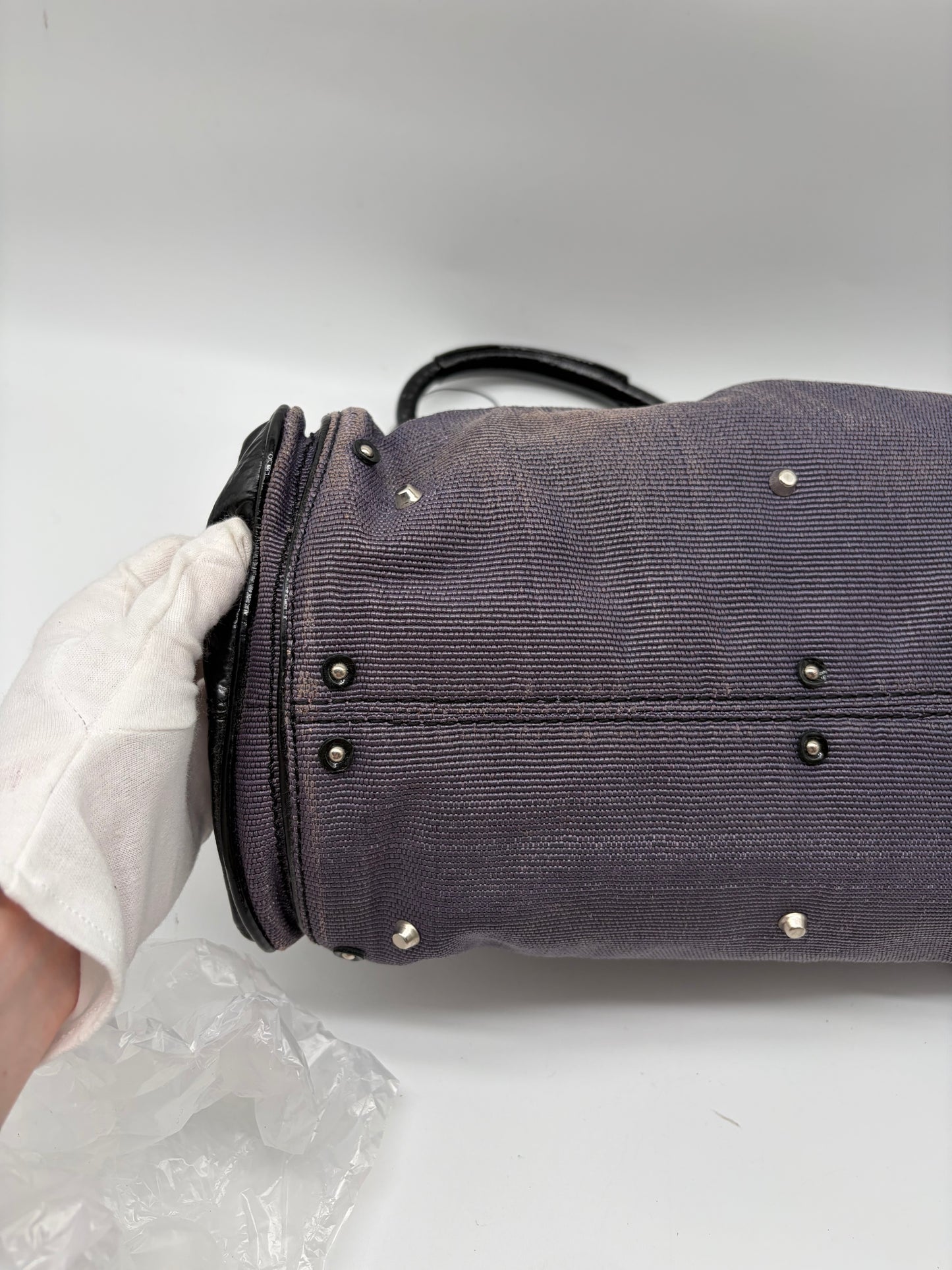 Chloé Paddington Handtasche Lila schwarz aus Jeans und Lackleder