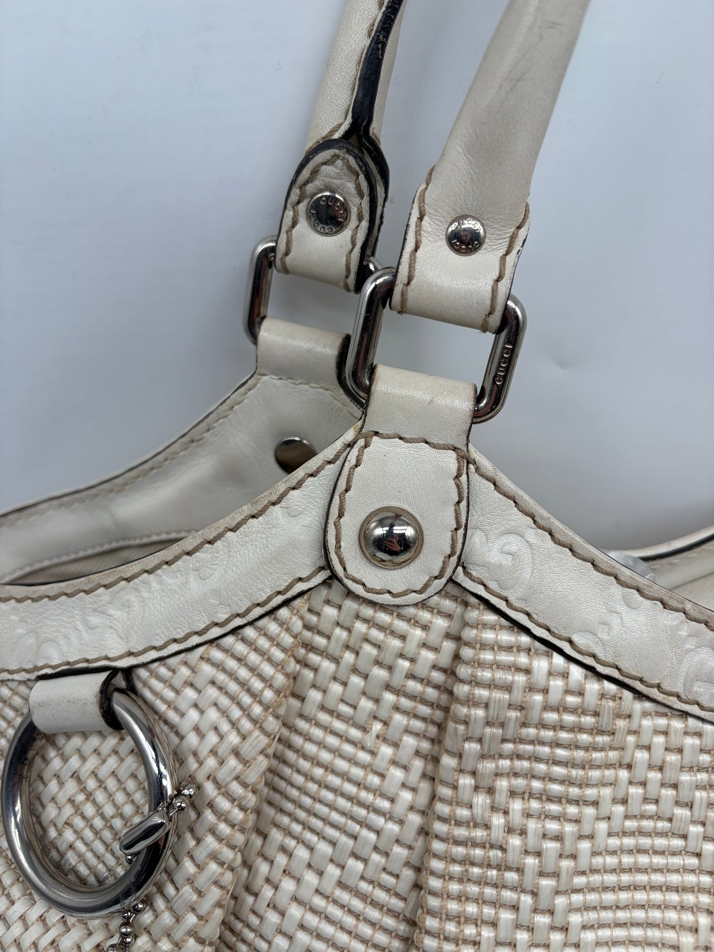 Gucci Guccissima Sukey Tote Bag Large Diamant weiß