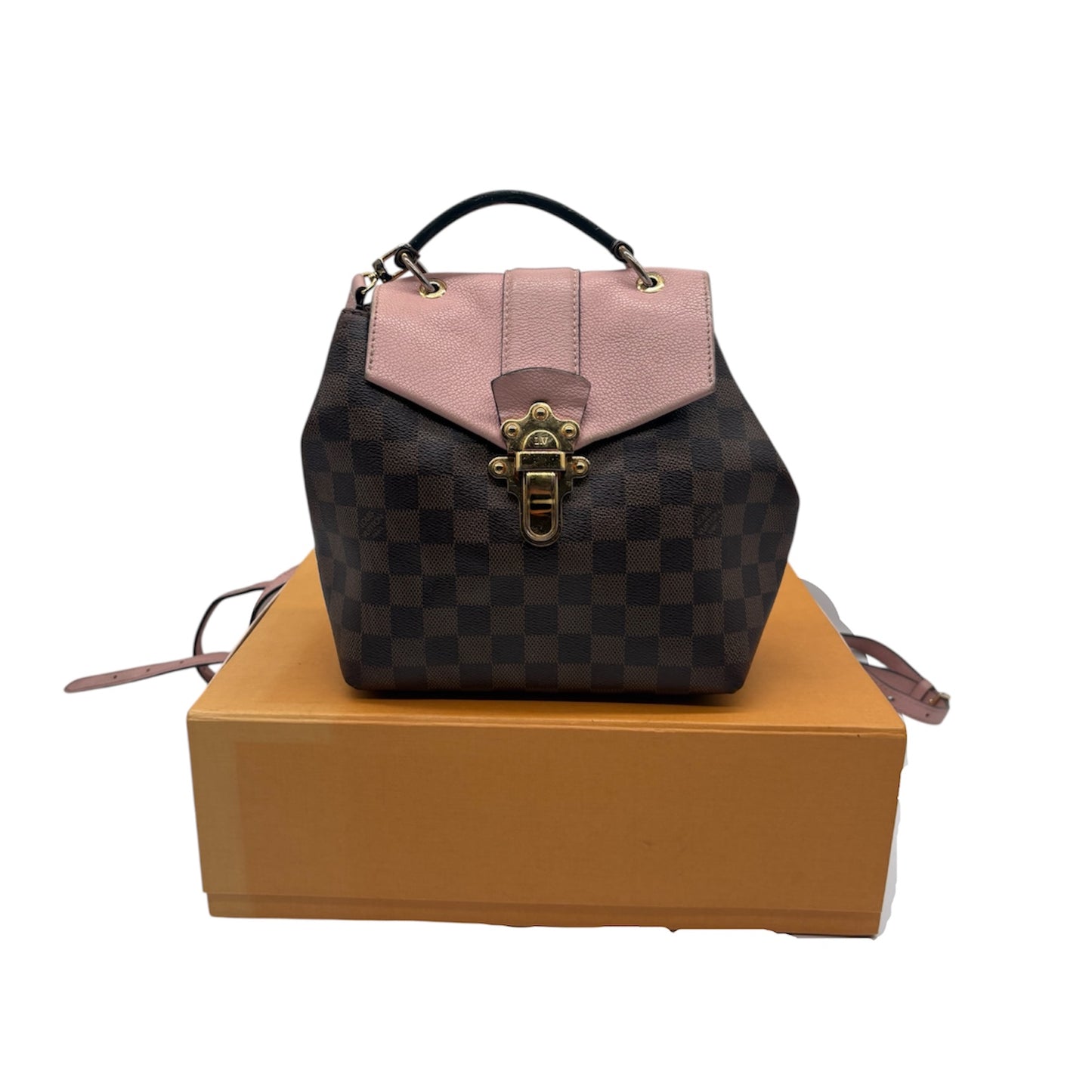 Louis Vuitton Damier Ebene Clapton Rucksack braun pink