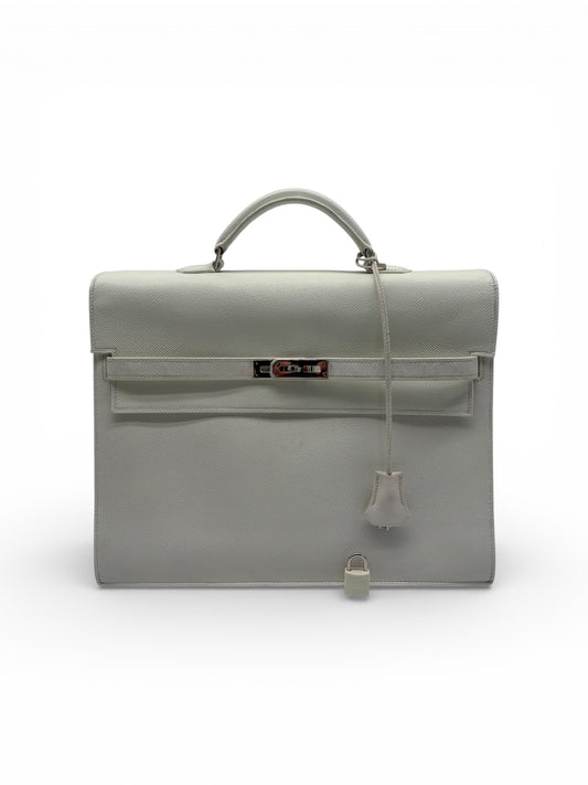 Hermès Kelly Dépêches 34 Aktentasche weiß