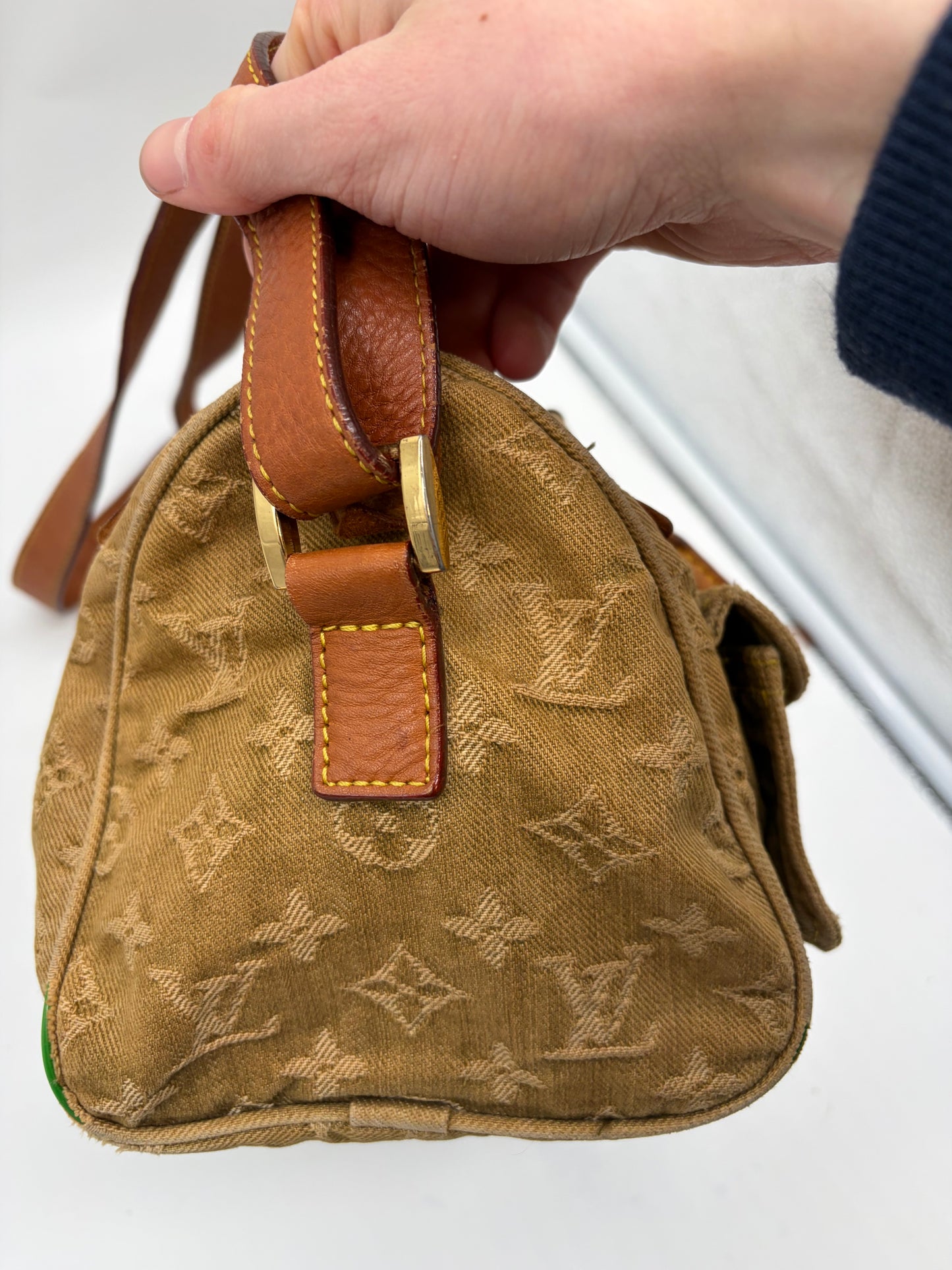 Louis Vuitton Monogram Denim Neo Speedy grün mit Schultergurt