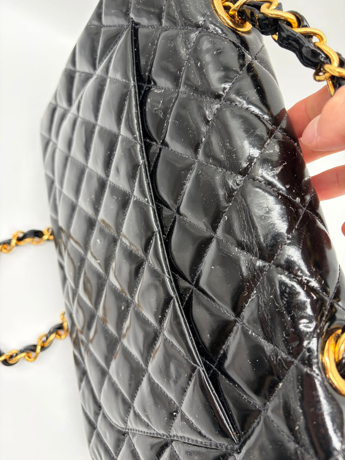 Chanel Deca Matelassé 30 Lackleder Schultertasche