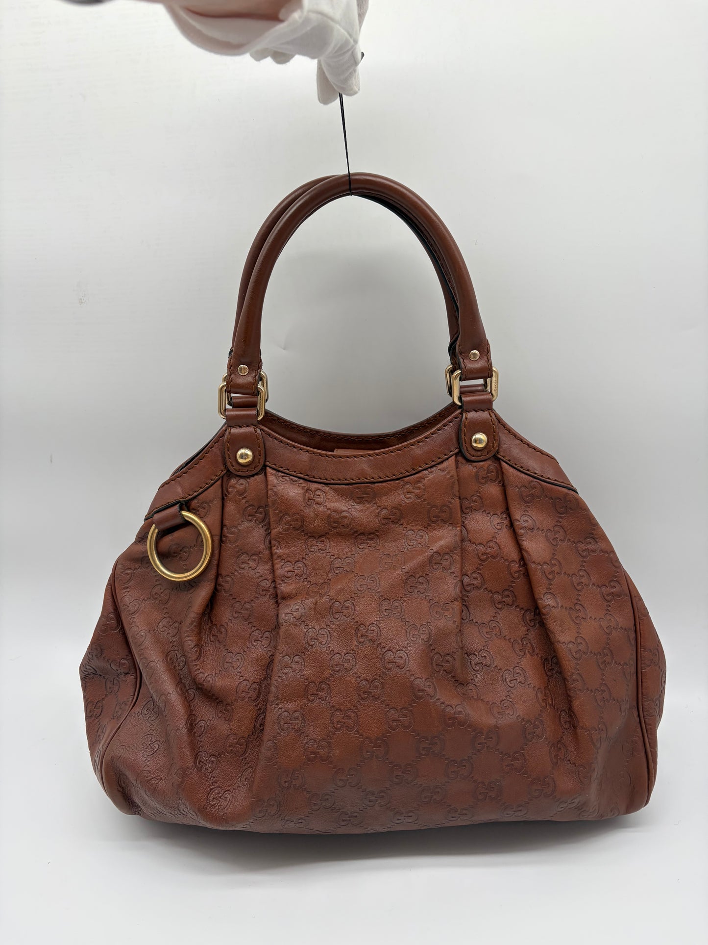 Gucci Medium Sukey Tote Gucissima Leder Braun
