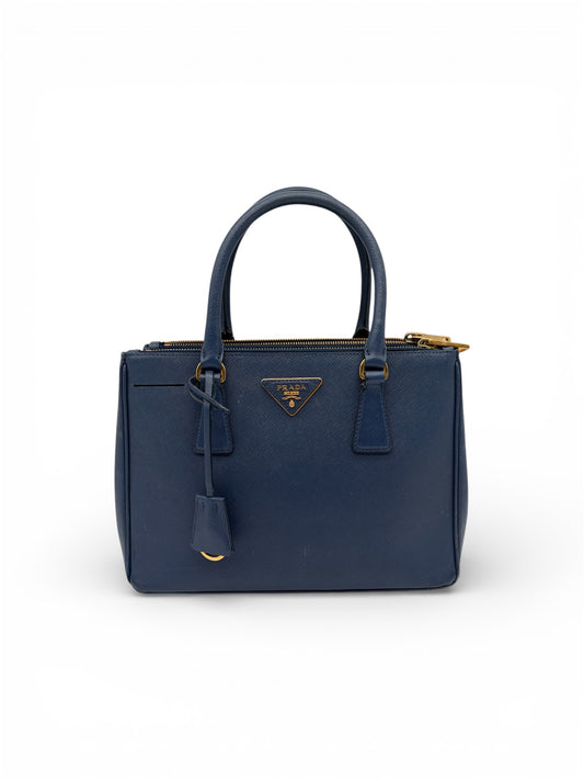 Prada Galleria Saffiano Lux Double Zip Handtasche Blau