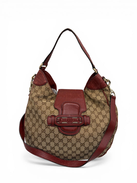 Gucci Dressage Hobo Bag Beige Rot