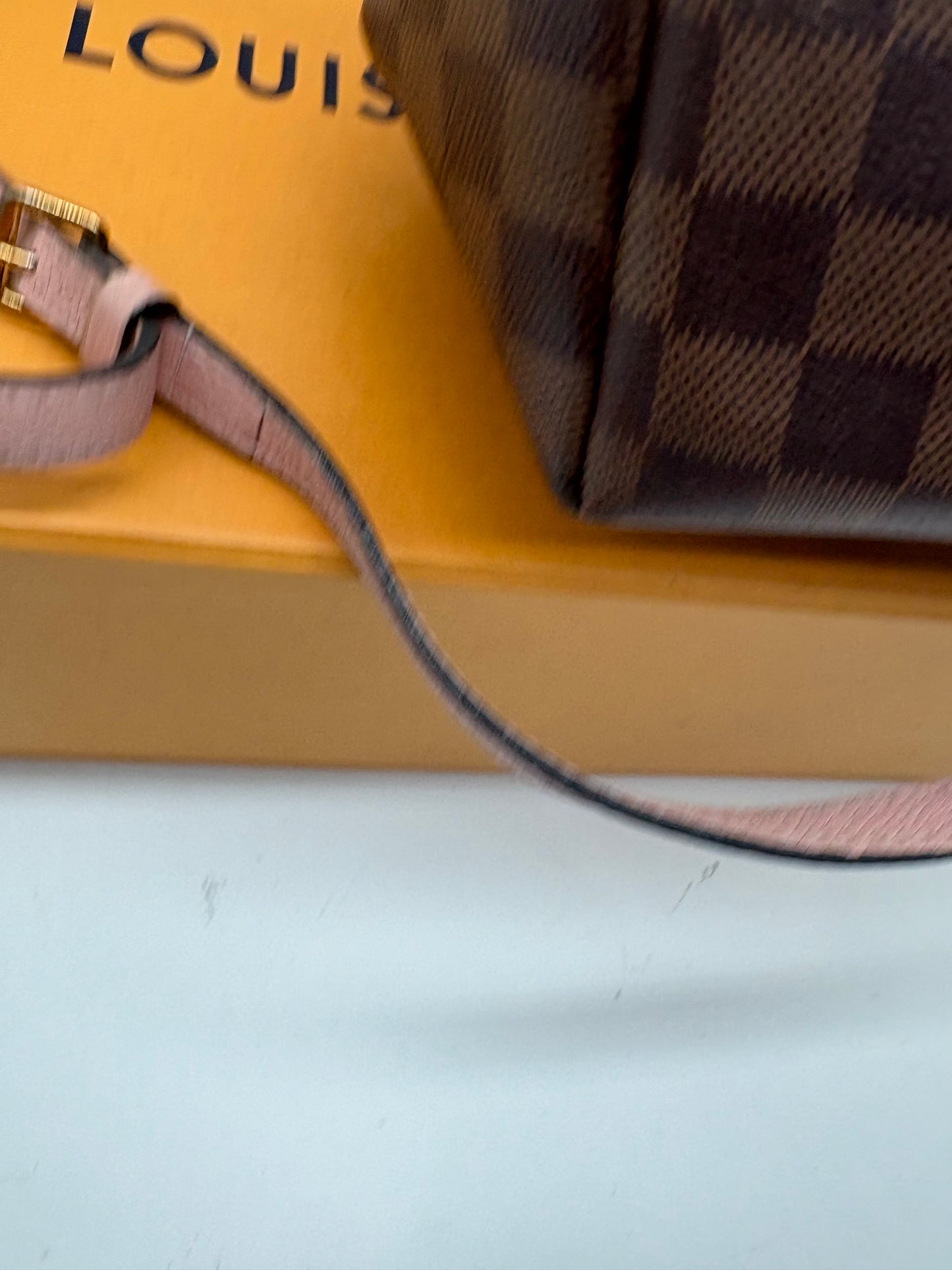 Louis Vuitton Damier Ebene Clapton Rucksack braun pink