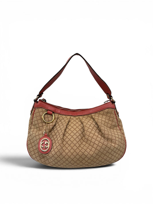 Gucci Diamante Sukey Shoulder Bag Beige Lachsfarbenes Leder