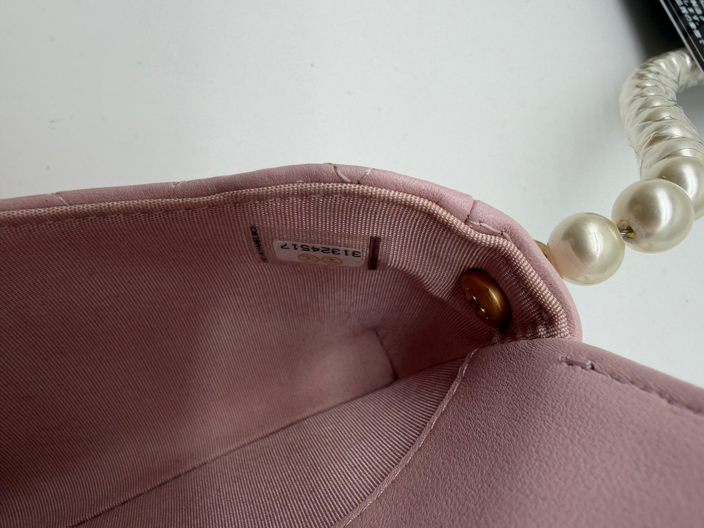 Chanel Pink Lambskin Pearl Micro Bag Rosa