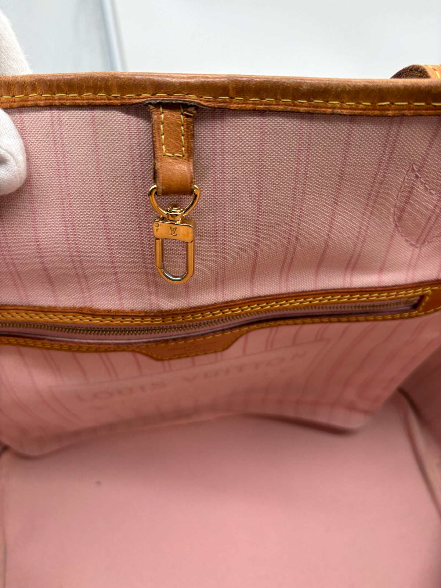 Louis Vuitton Neverfull MM Rose Ballerina mit Pouch 
 (Vintage Designer Handtasche)