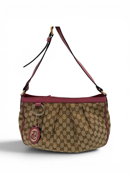 Gucci GG Canvas Sukey Crossbody Bag  pink beige