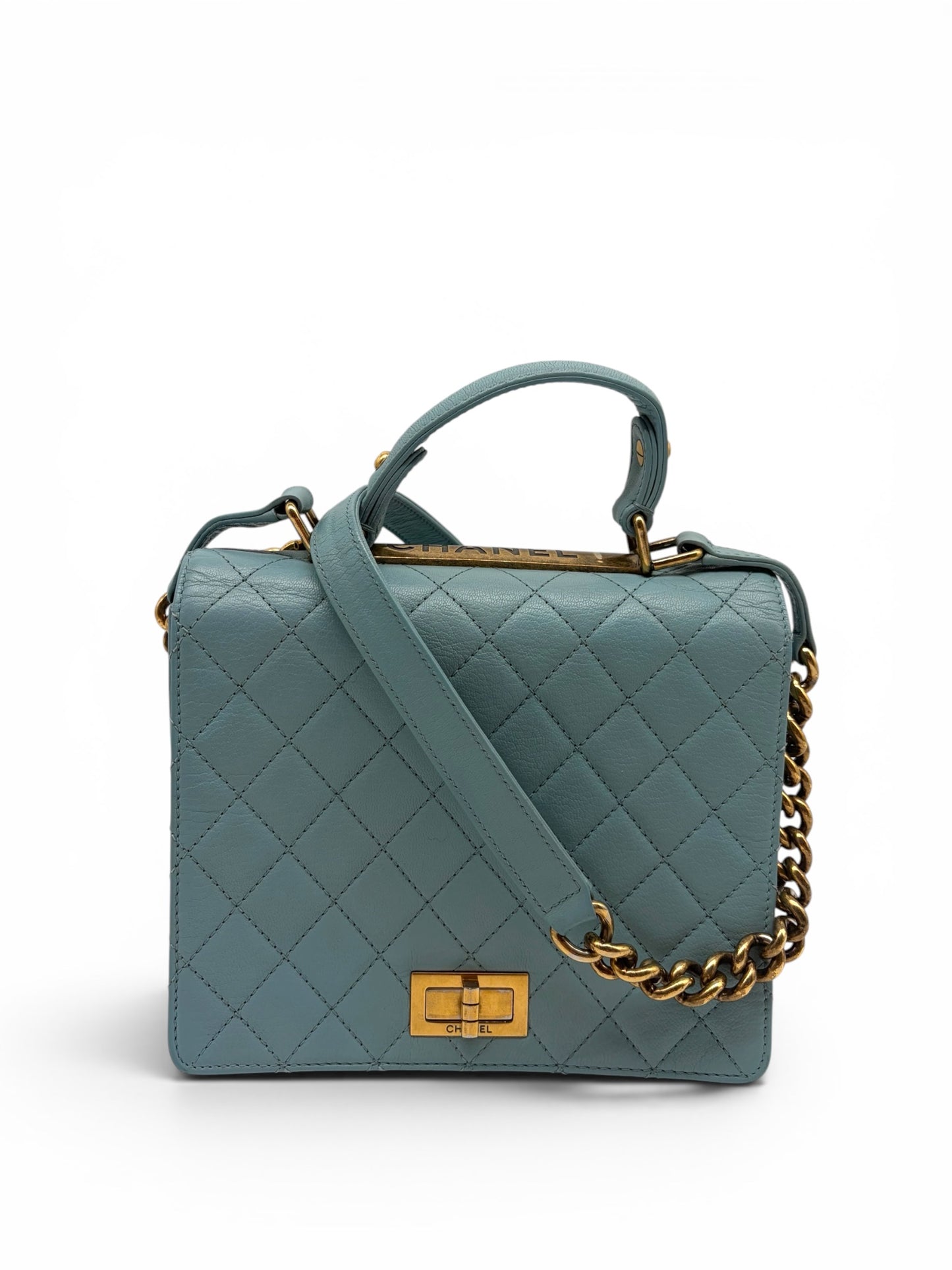 Chanel Rita Flap Bag Handtasche Hellblau Gold Hardware