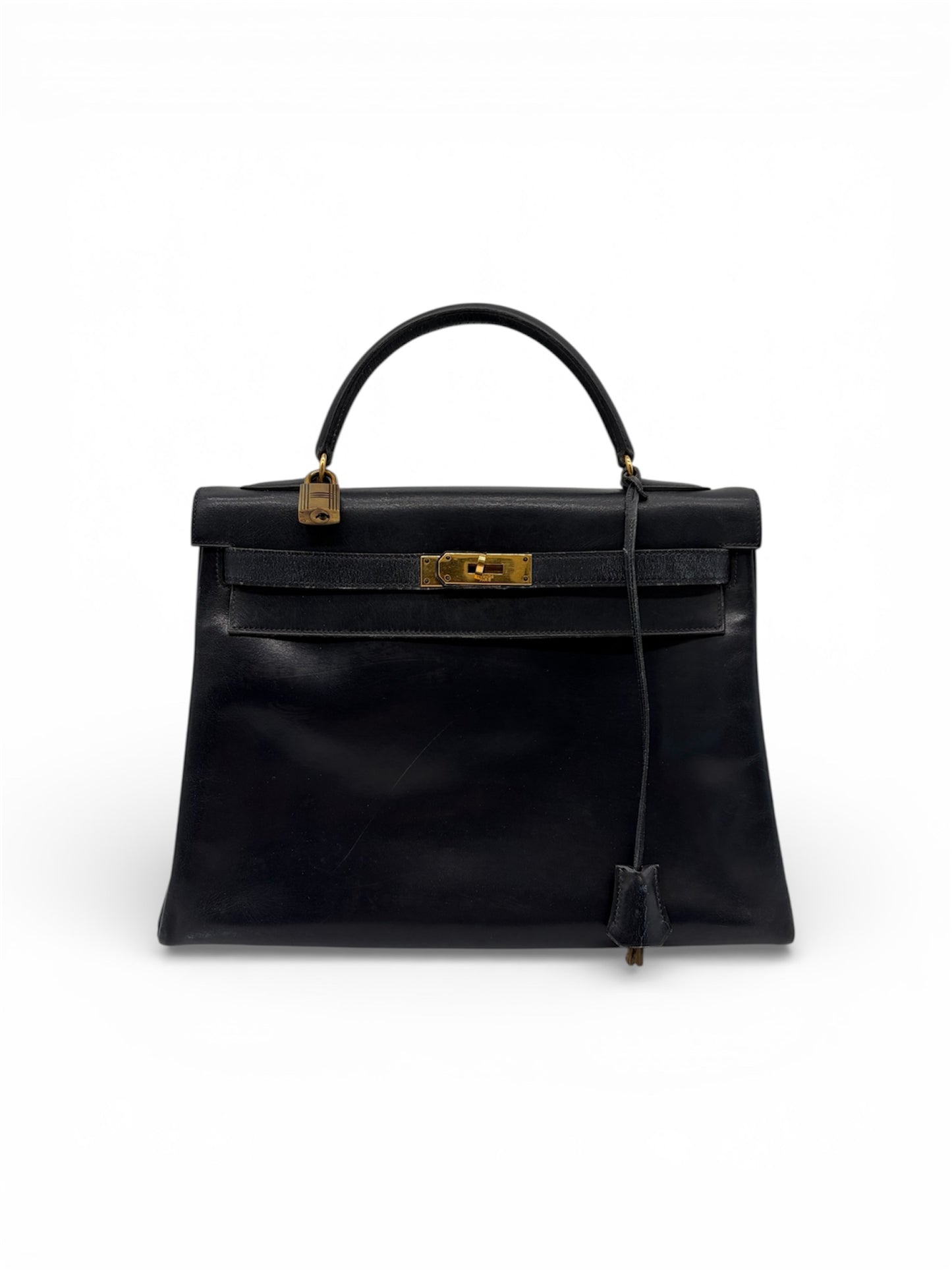 Hermès Kelly 32 Handtasche Navy Kalbsleder