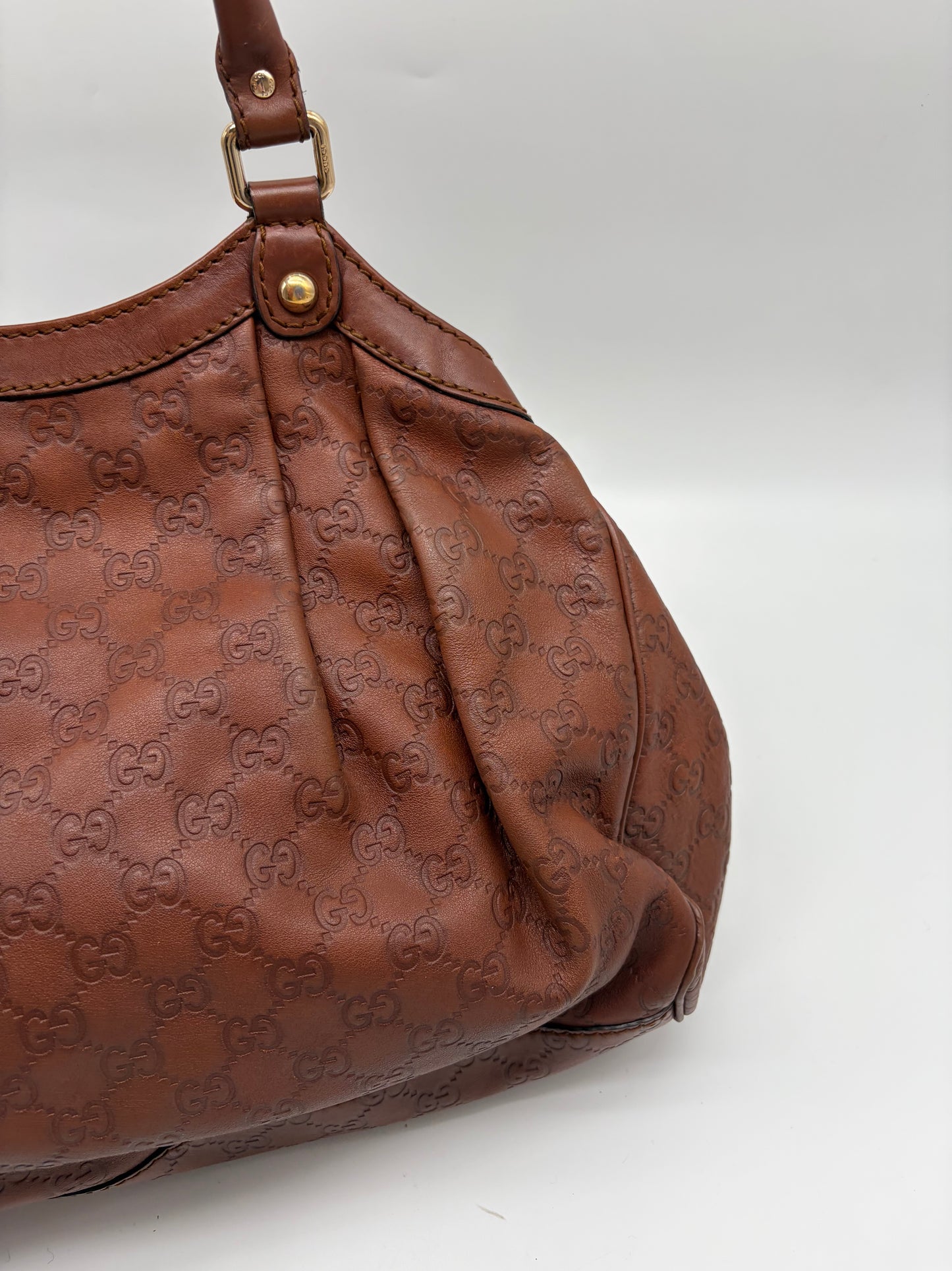 Gucci Medium Sukey Tote Gucissima Leder Braun