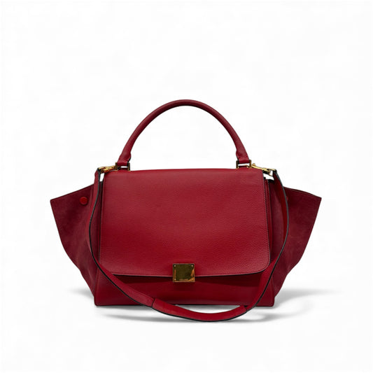 Céline Trapeze Handtasche Wildleder Rot