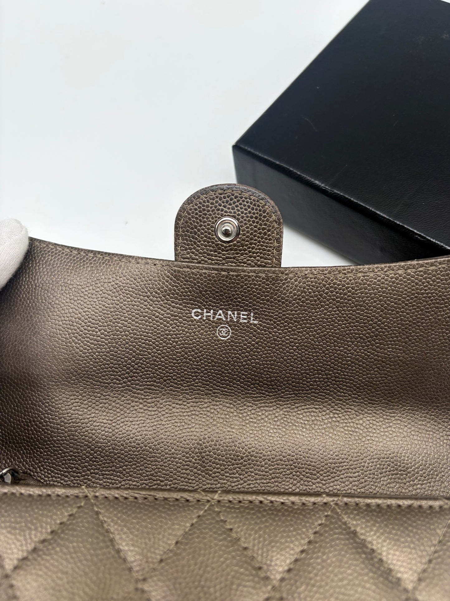 Chanel Caviar Matelasse Long Wallet Bronze/ Braun