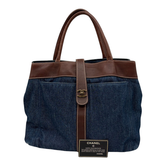 Chanel Tragetasche Denim Canvas Blau / Braun