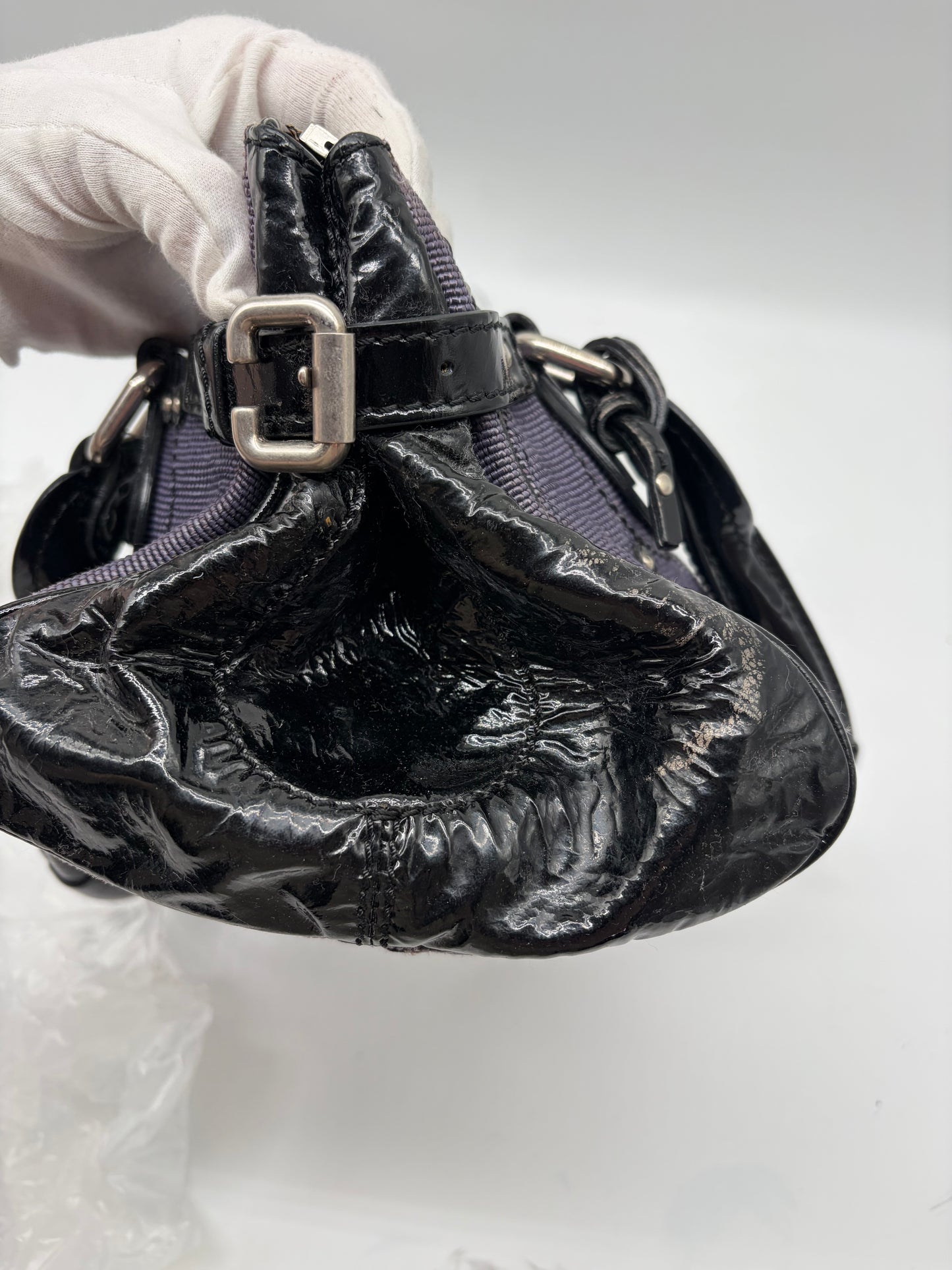 Chloé Paddington Handtasche Lila schwarz aus Jeans und Lackleder