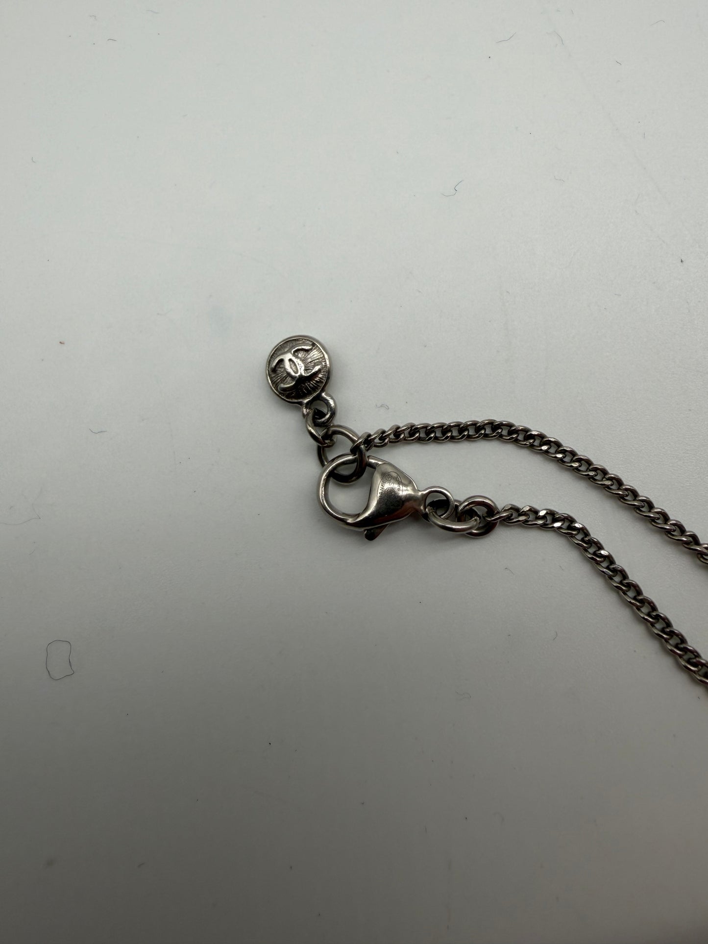 Chanel Collier Schleifen Kette Silber