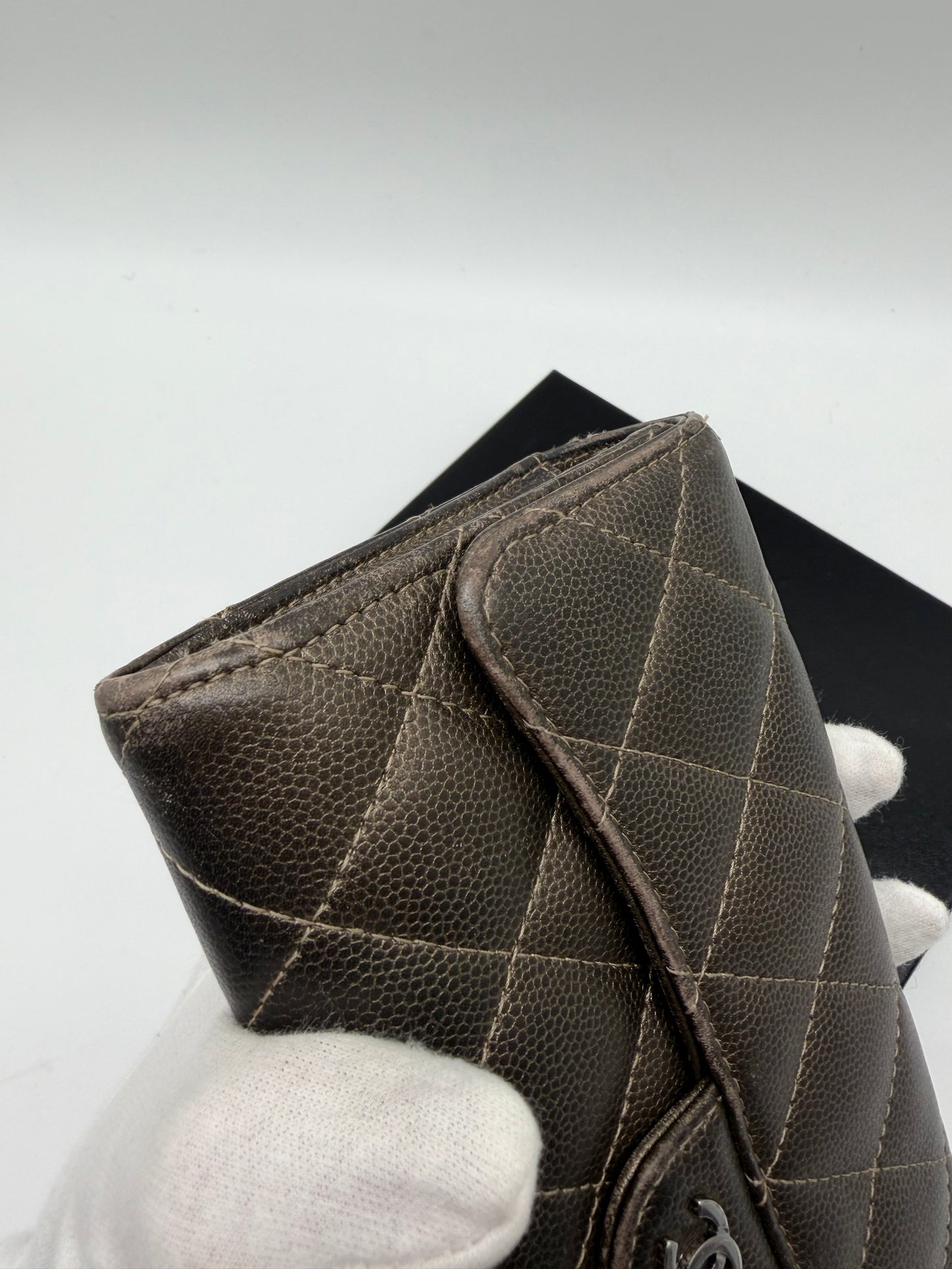 Chanel Caviar Matelasse Long Wallet Bronze/ Braun