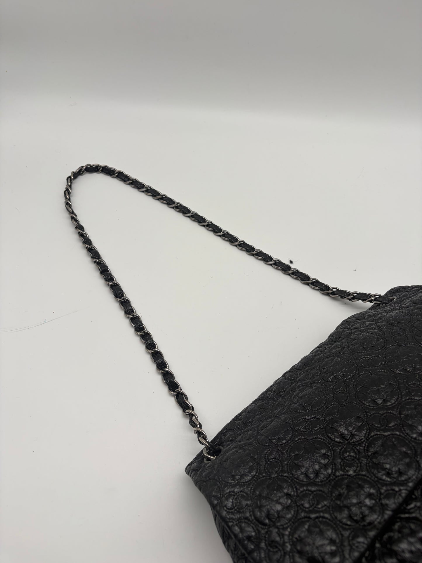 Chanel Camellia Coco Mark Flap Schultertasche Schwarz