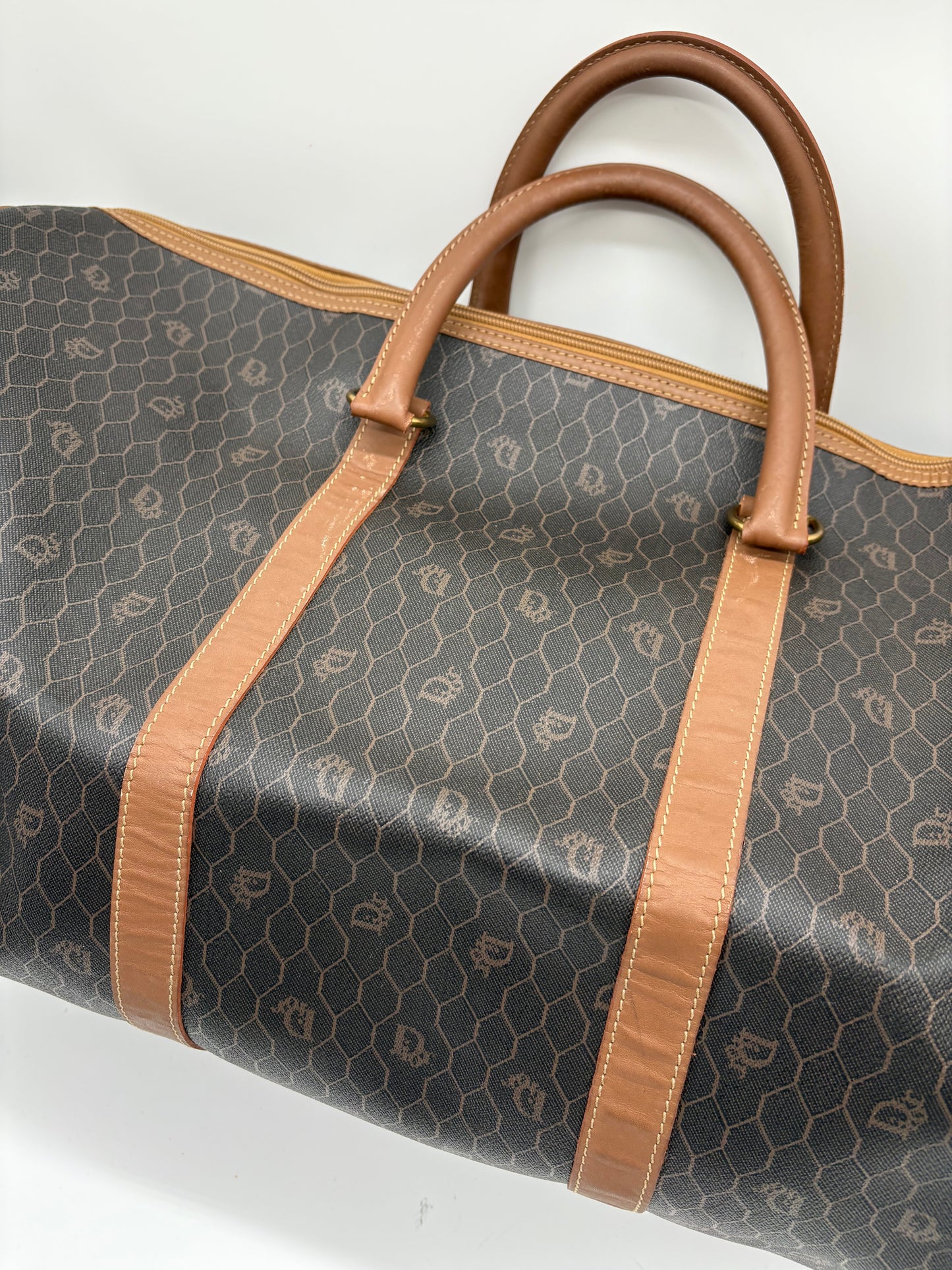 Dior Black Honeycomb Duffle Bag aus Leder | Braun & Schwarz | Luxus Reisetasche