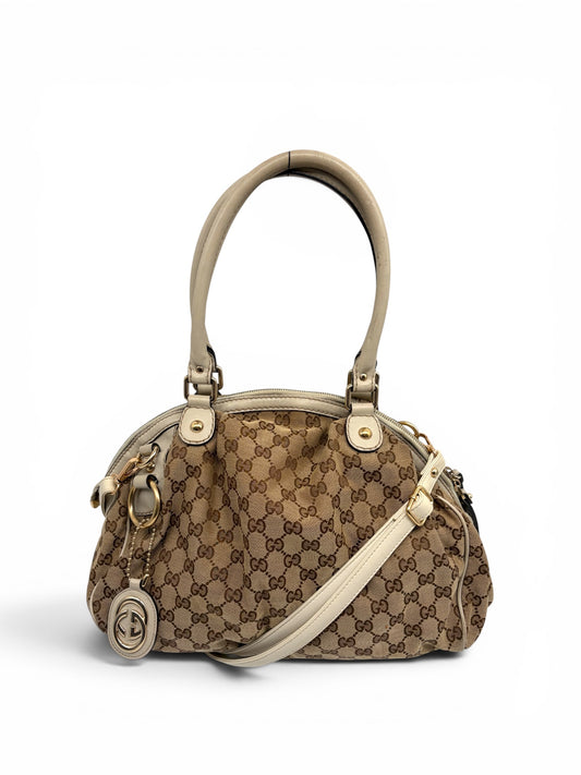 Gucci Sukey Boston Bag  2 Way Handtasche weiß beige