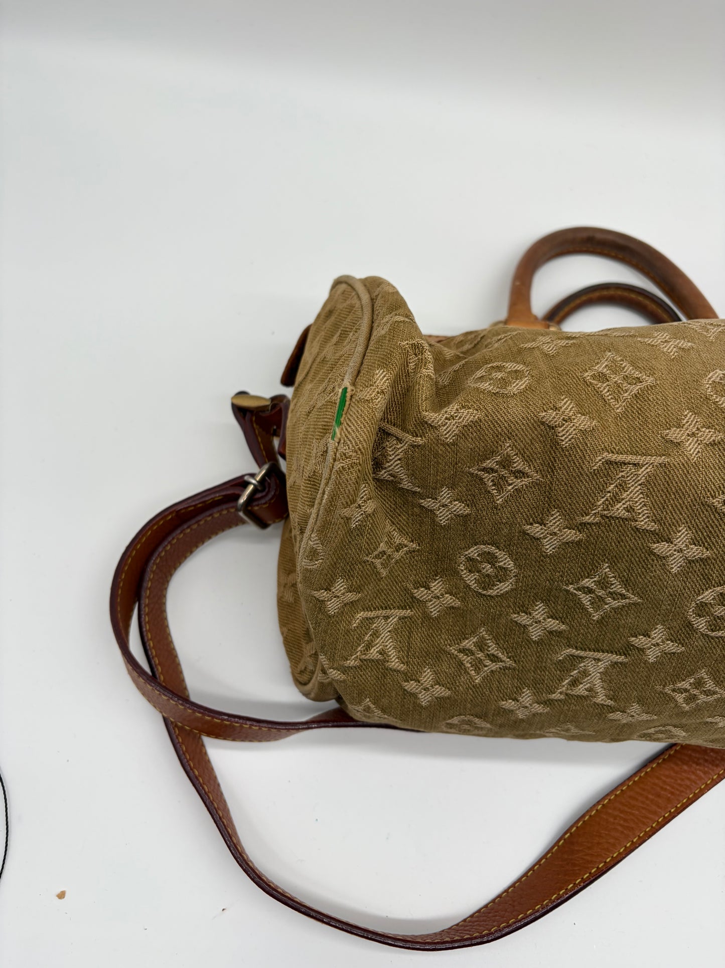 Louis Vuitton Monogram Denim Neo Speedy grün mit Schultergurt