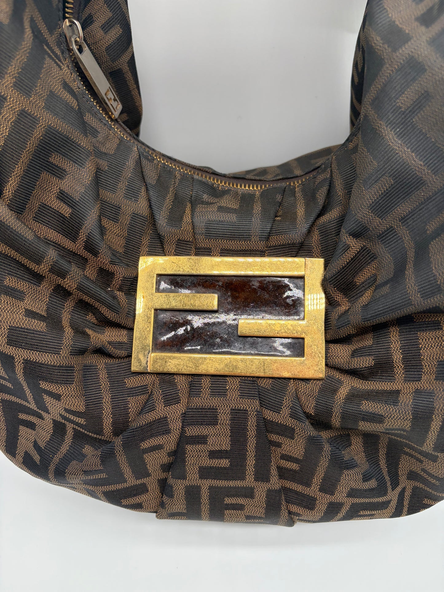Fendi Tobacco Zucca Print Canvas Mia Hobo Handtasche
