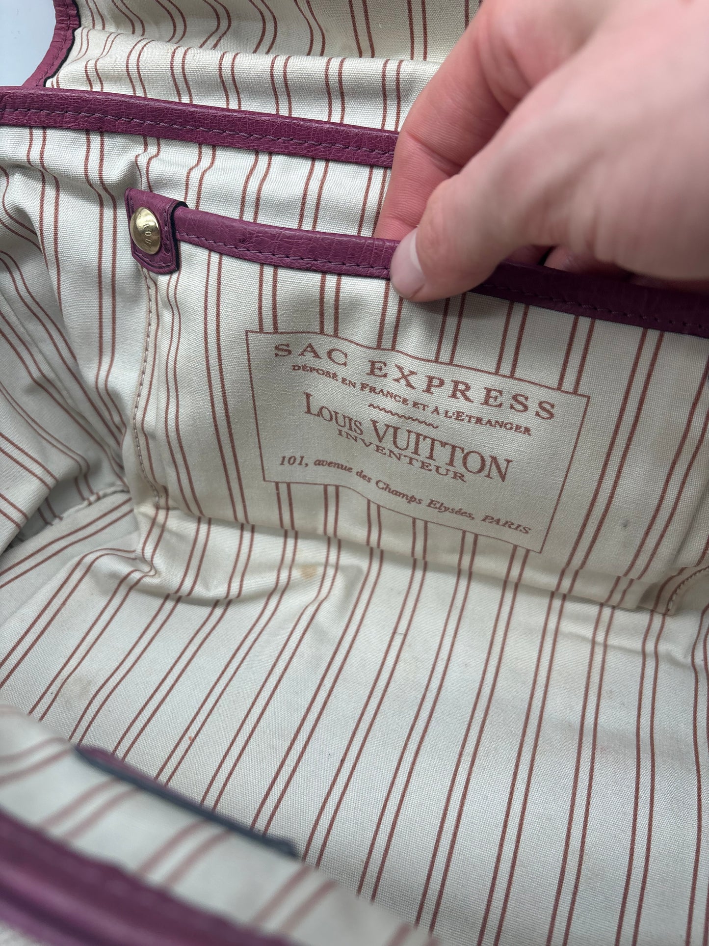 Louis Vuitton Limited Edition Trianon Canvas Lila Straußenleder Handtasche