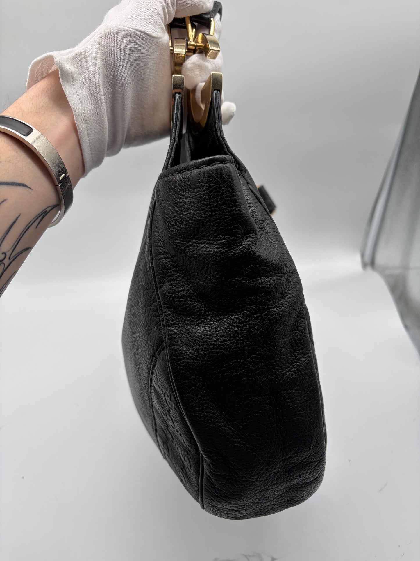 Gucci Charlotte Monogram Leder Tasche schwarz