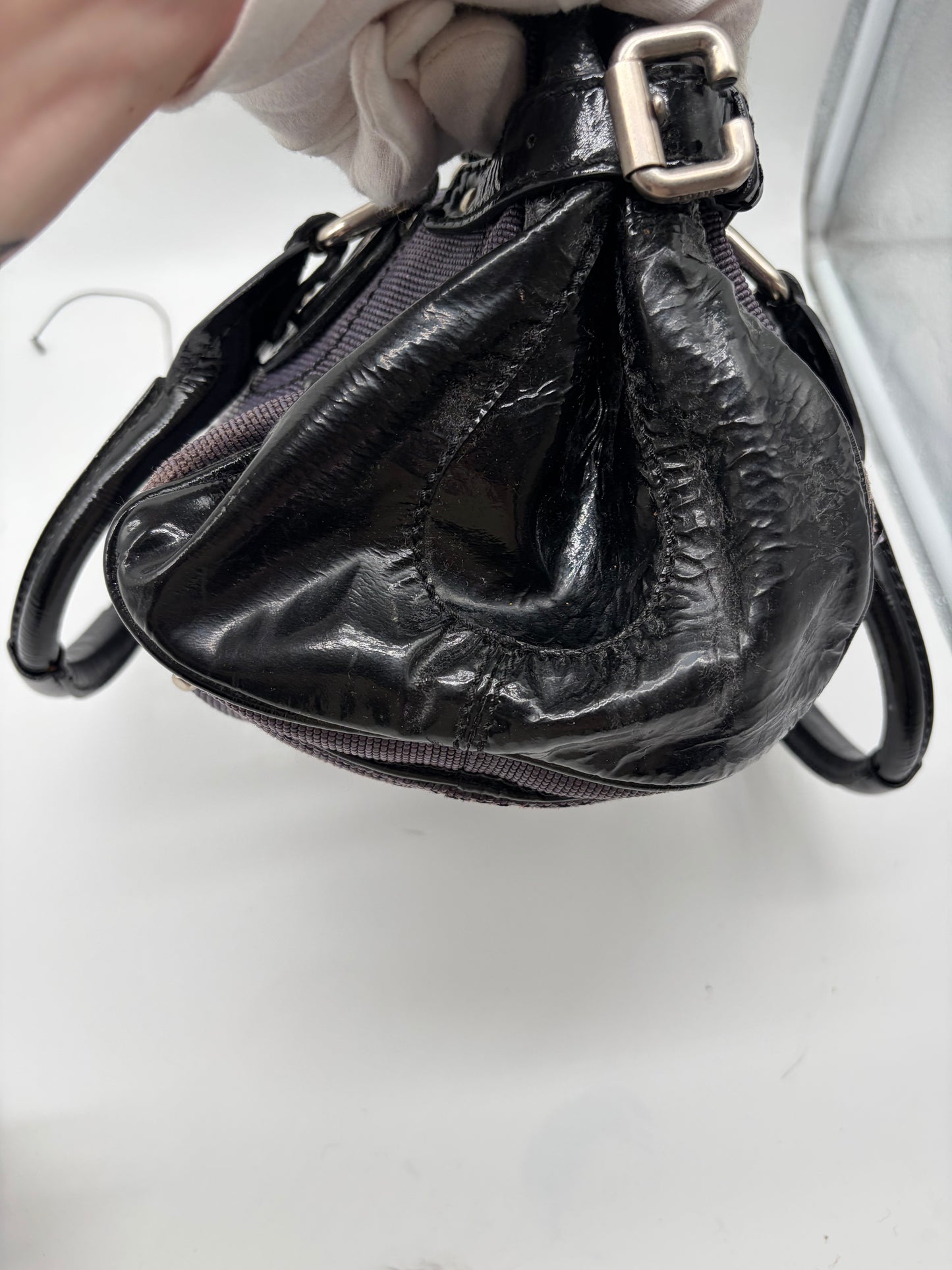 Chloé Paddington Handtasche Lila schwarz aus Jeans und Lackleder