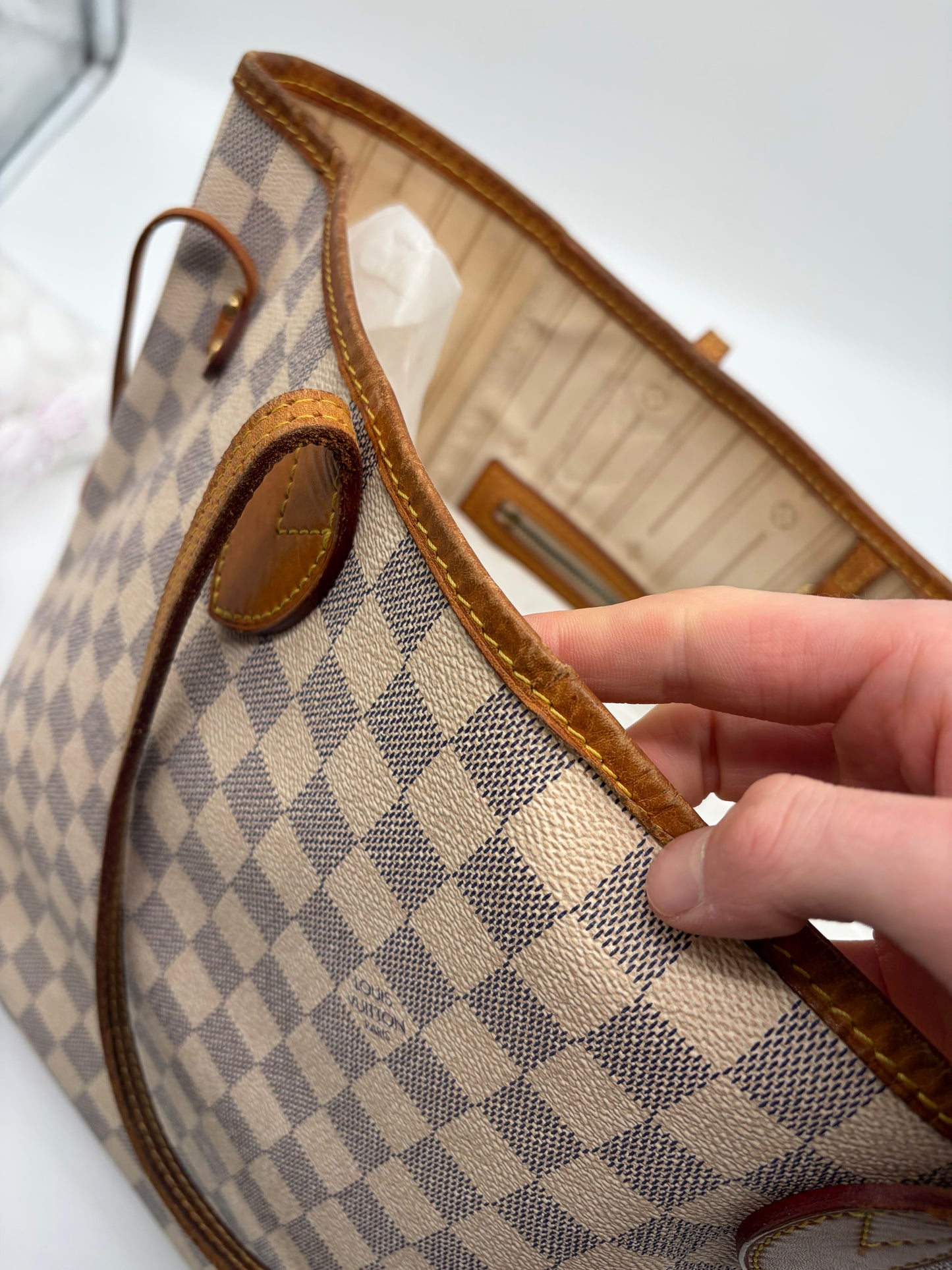 Louis Vuitton Damier Azur Neverfull MM Handtasche Shoppingtasche