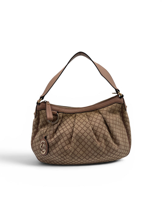 Gucci Diamante Monogram Sukey Handtasche Beige Champagne