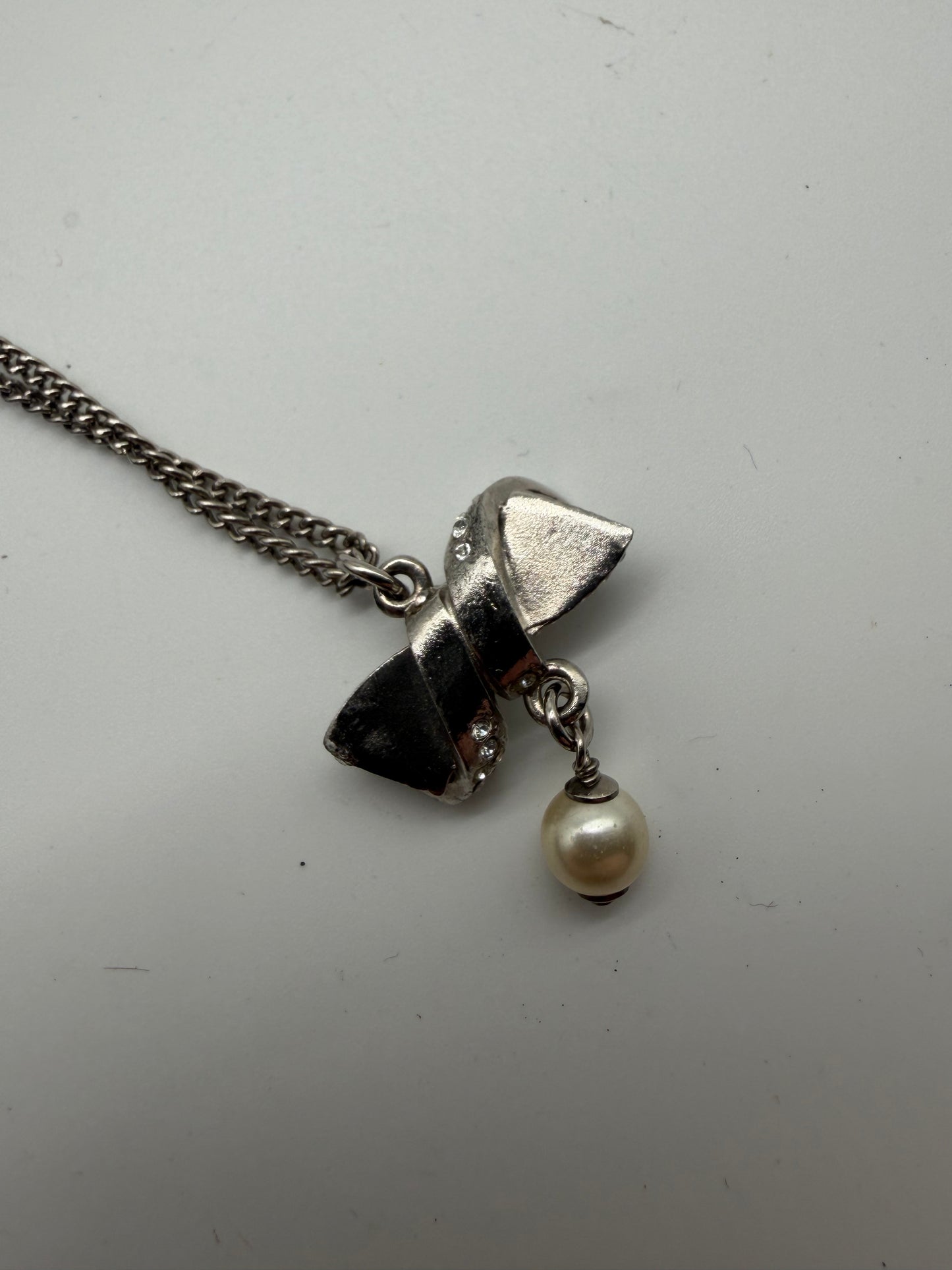 Chanel Collier Schleifen Kette Silber