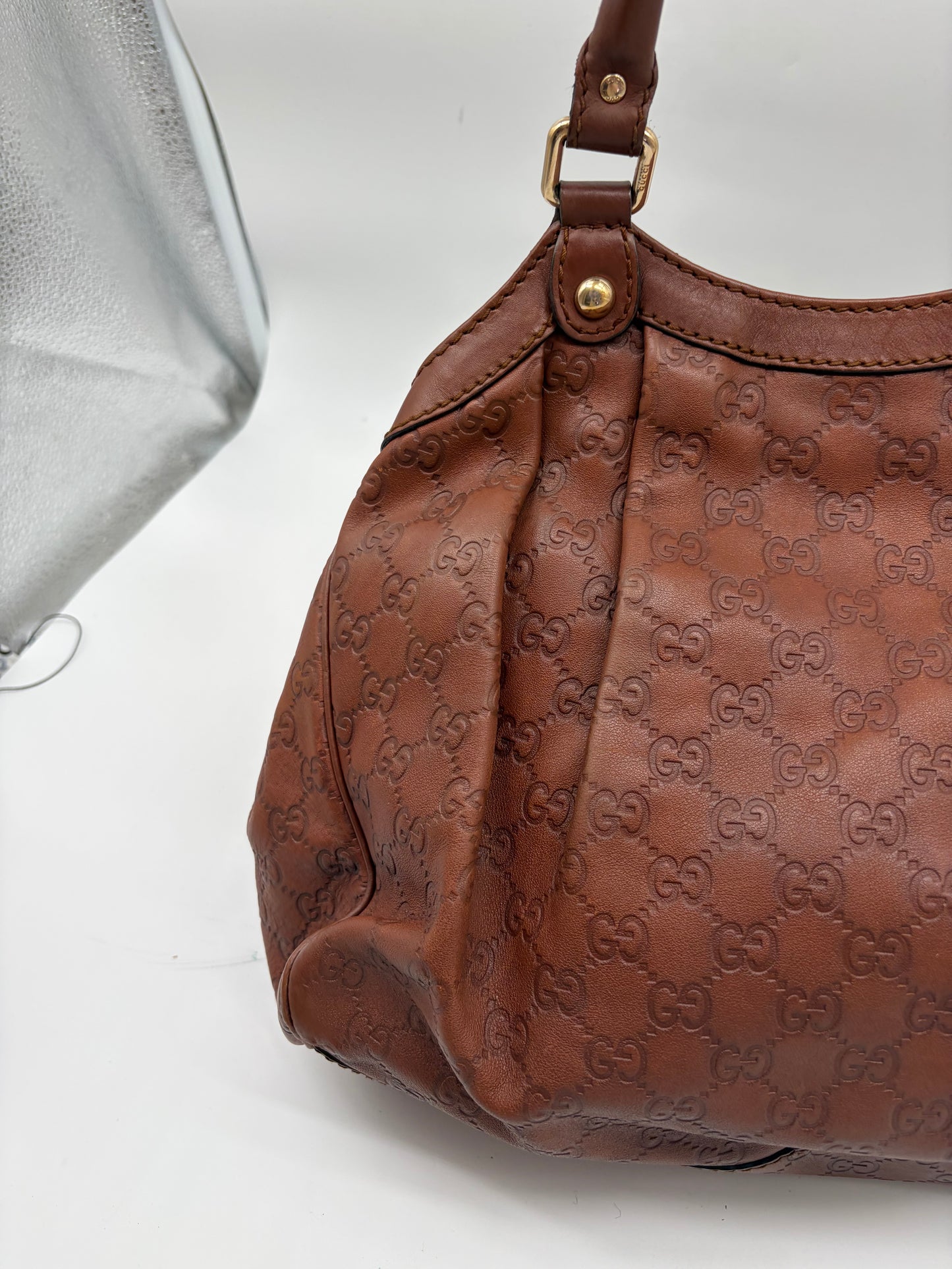 Gucci Medium Sukey Tote Gucissima Leder Braun