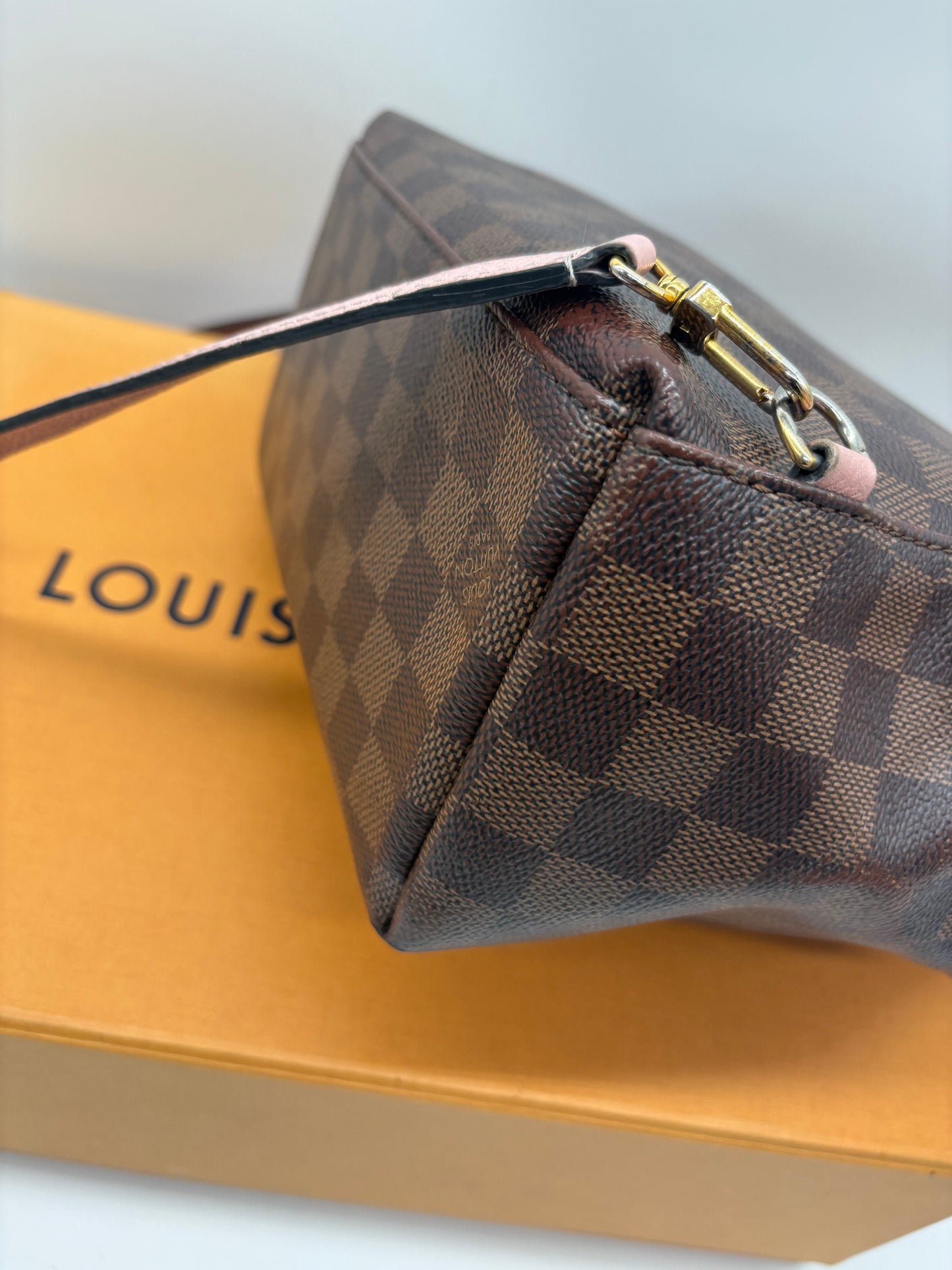 Louis Vuitton Damier Ebene Clapton Rucksack braun pink