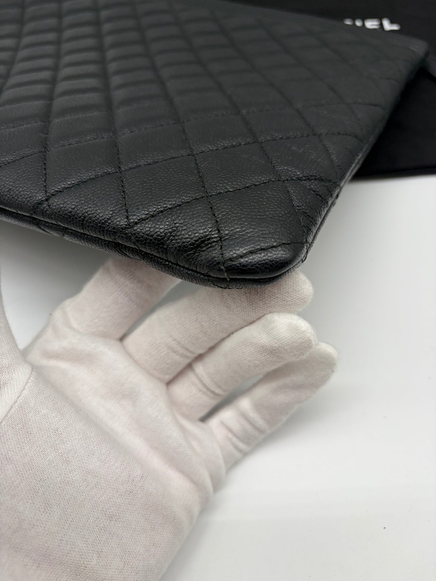 Chanel Large Boy Clutch Caviarleder schwarz GHW