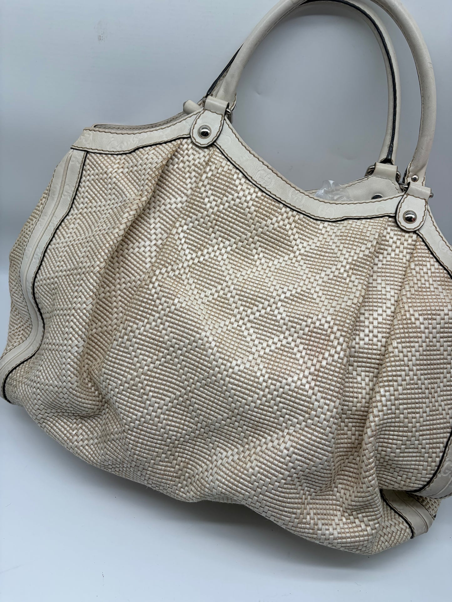 Gucci Guccissima Sukey Tote Bag Large Diamant weiß