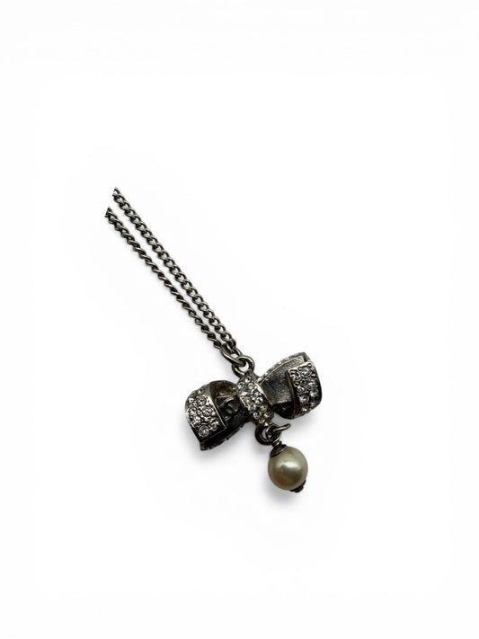 Chanel Collier Schleifen Kette Silber